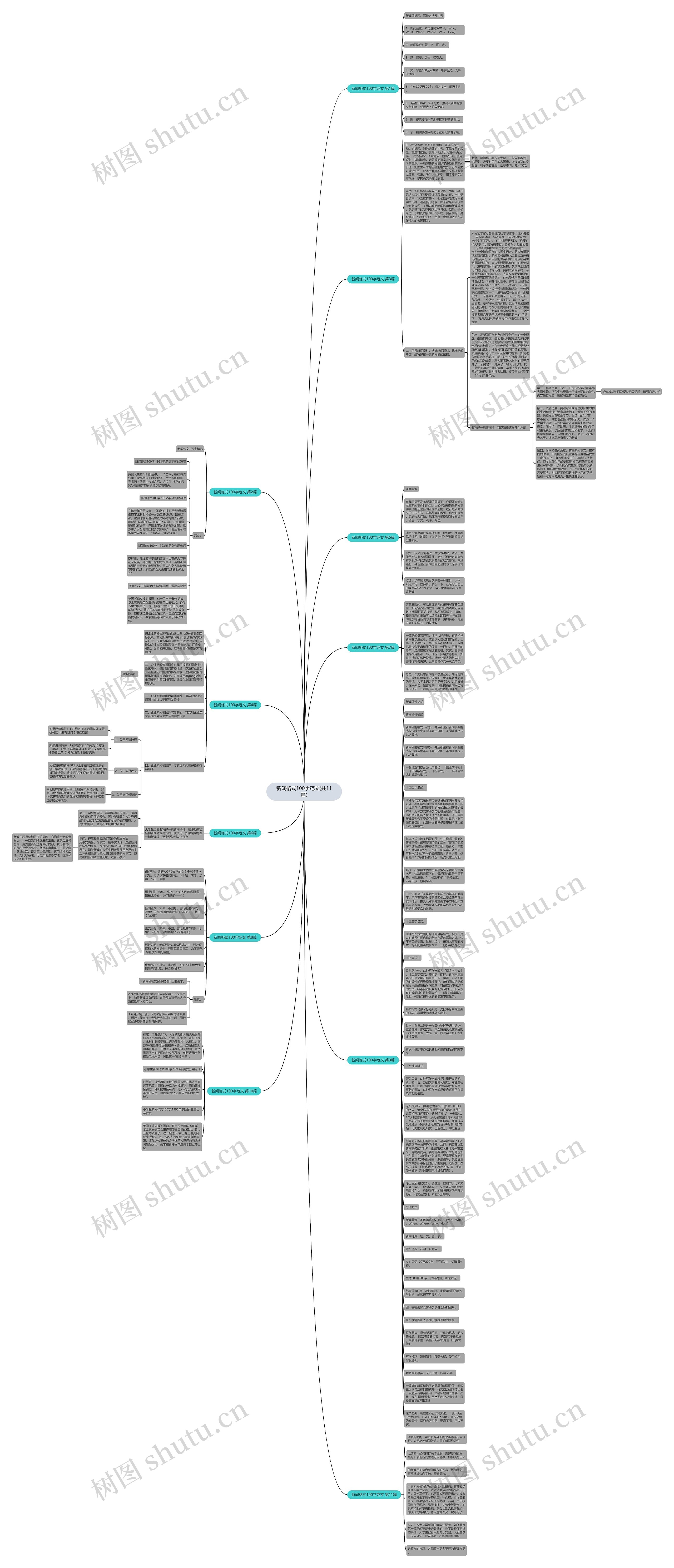 新闻格式100字范文(共11篇)思维导图