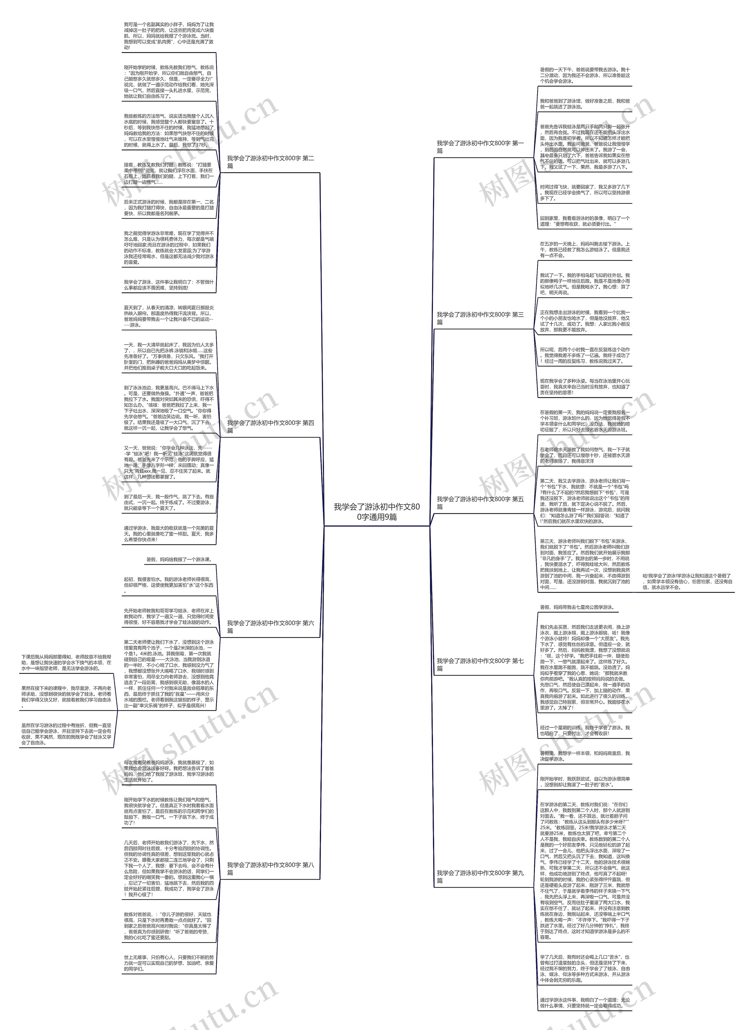 我学会了游泳初中作文800字通用9篇思维导图