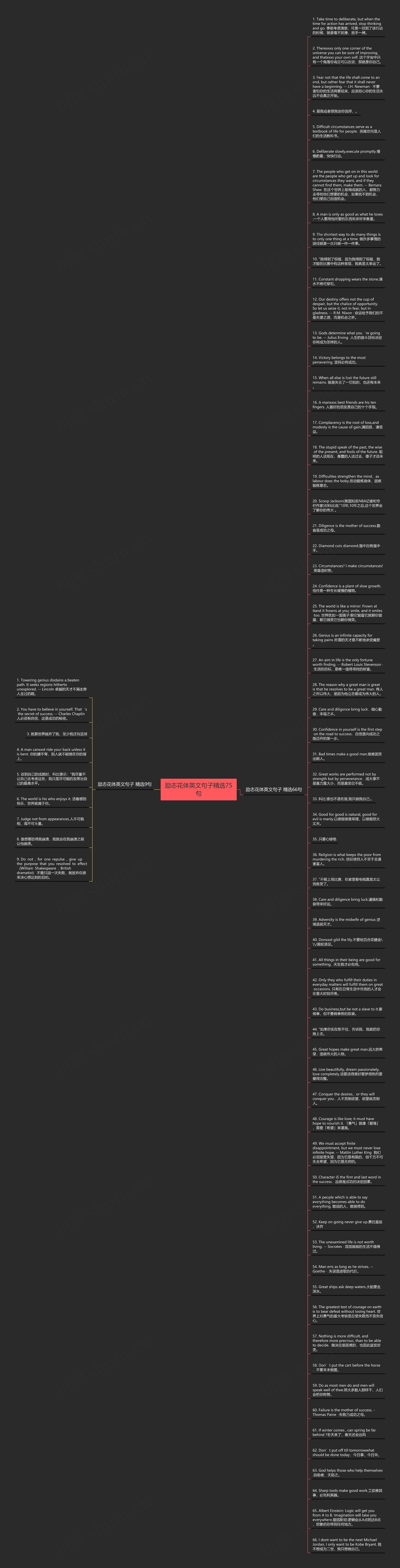 励志花体英文句子精选75句思维导图
