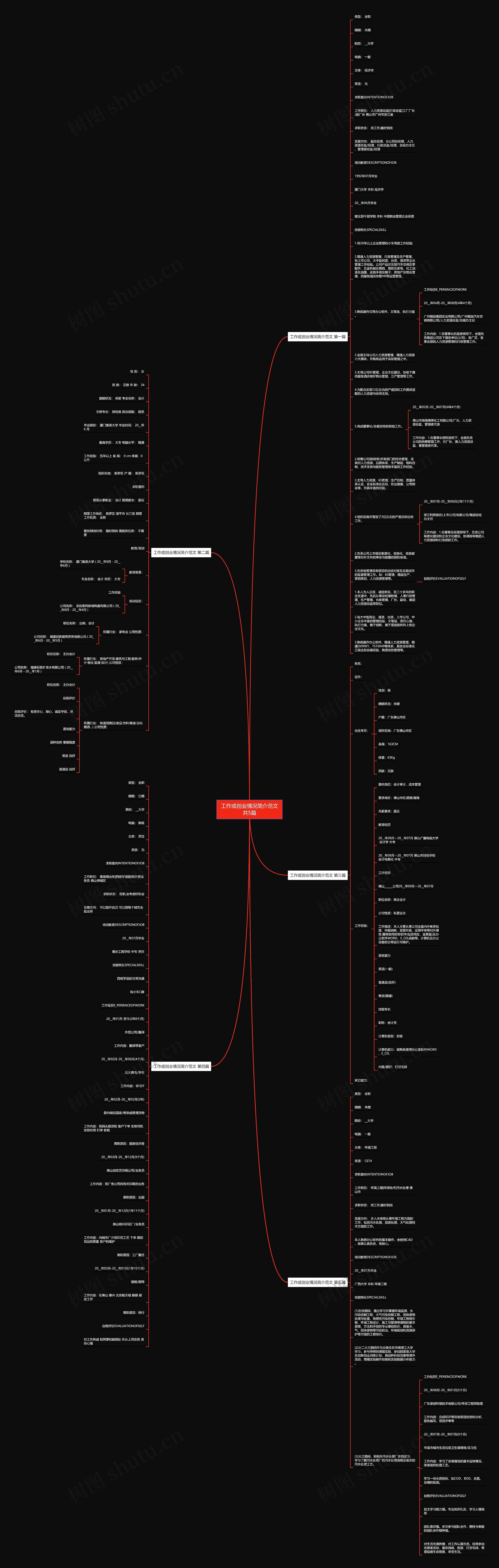 工作或创业情况简介范文共5篇思维导图