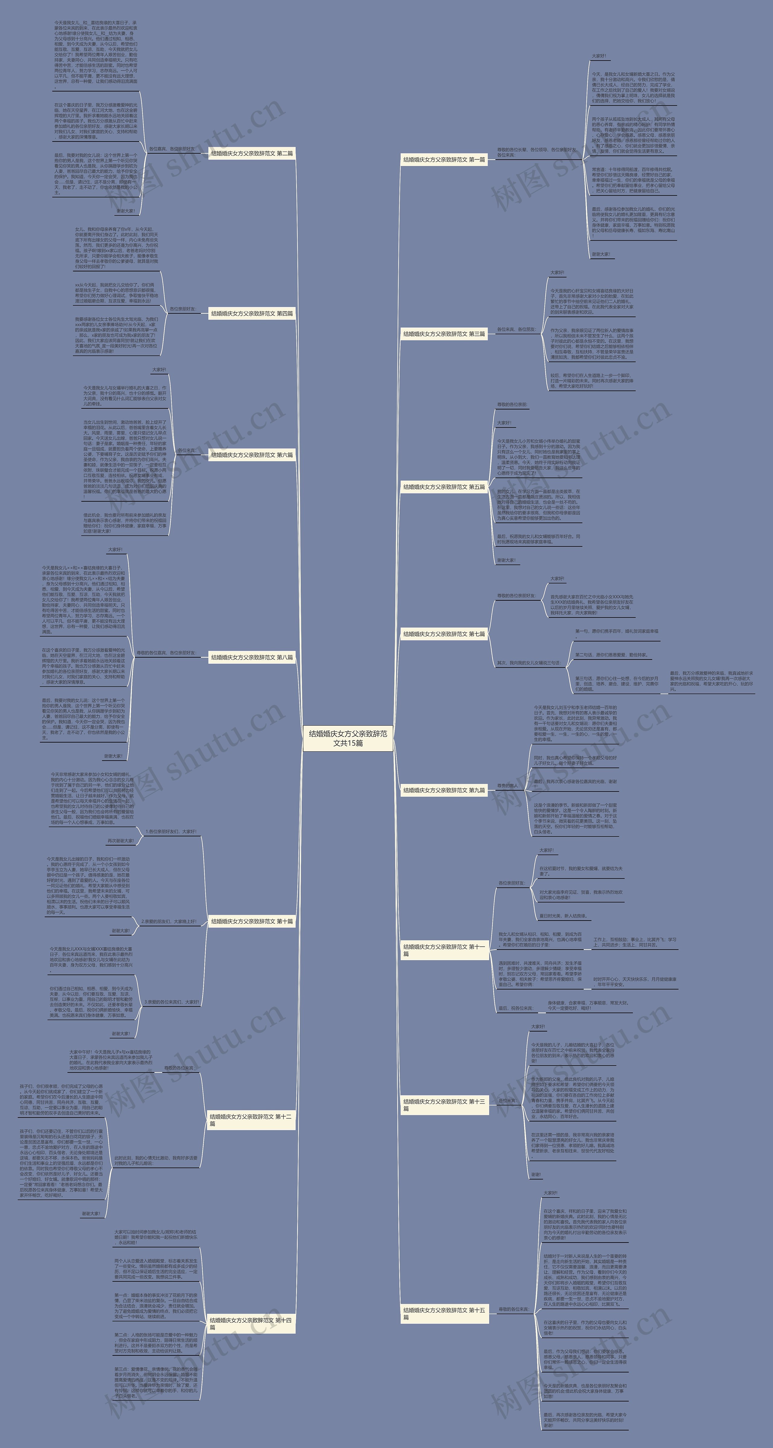 结婚婚庆女方父亲致辞范文共15篇思维导图