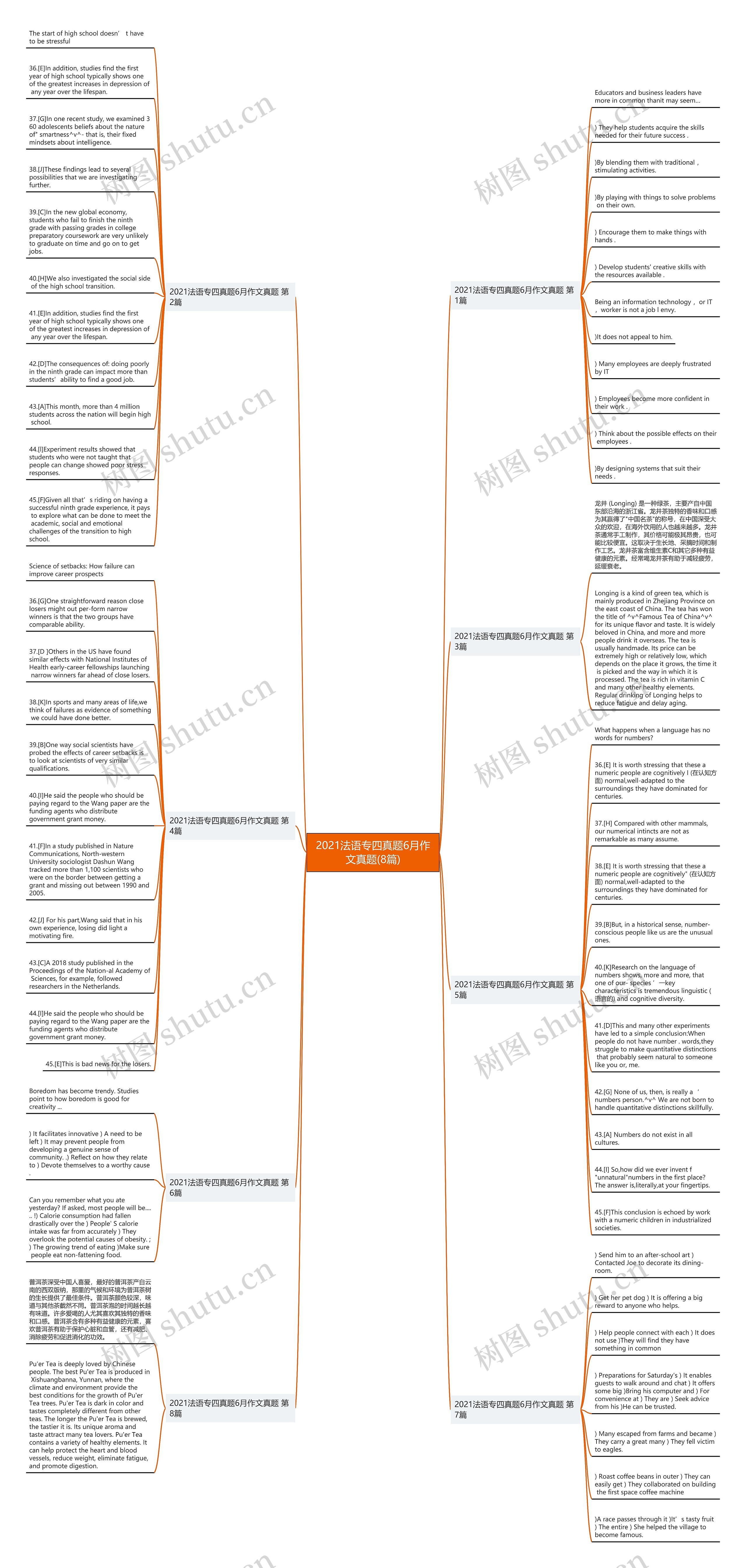 2021法语专四真题6月作文真题(8篇)思维导图
