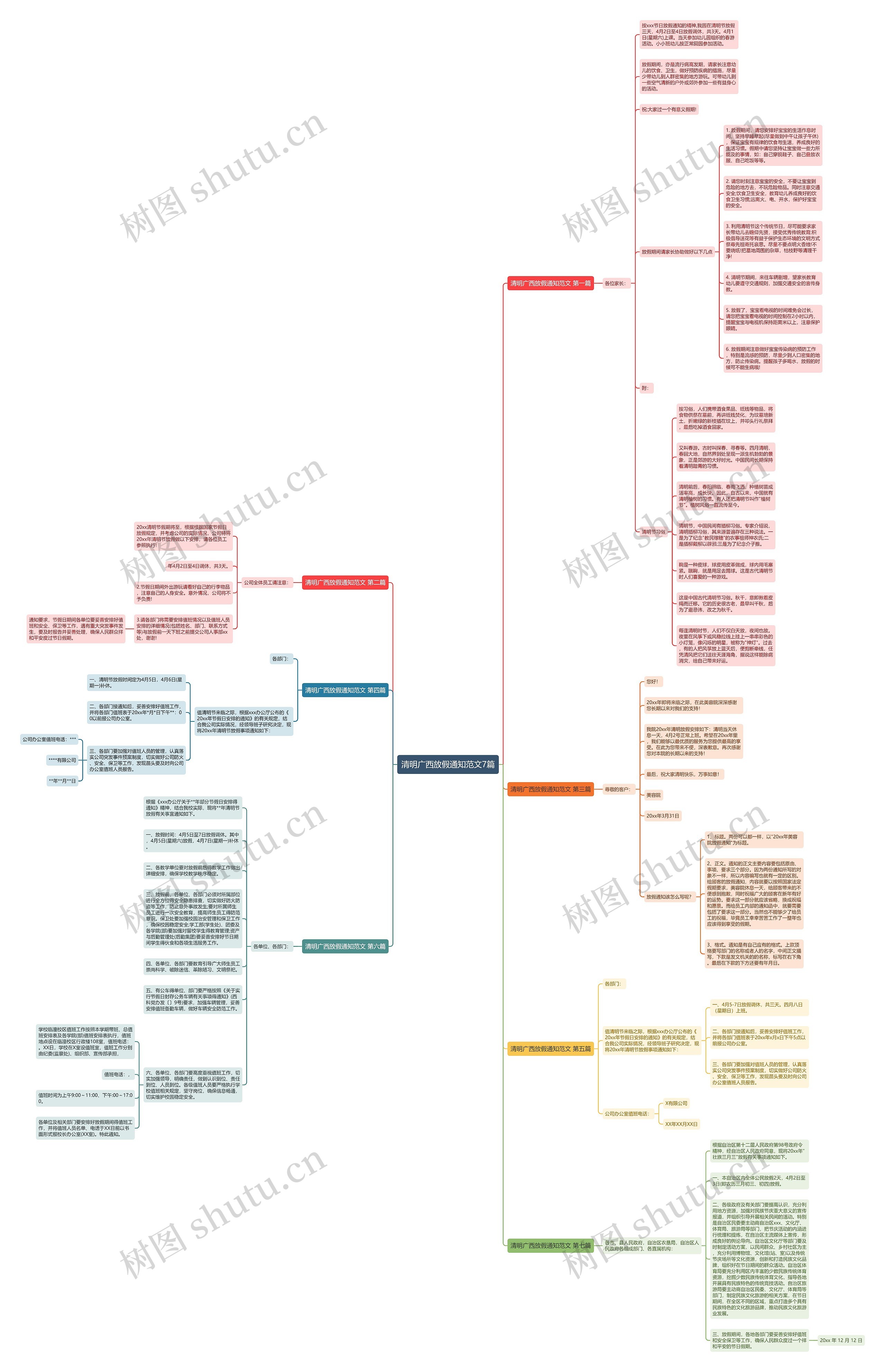 清明广西放假通知范文7篇思维导图