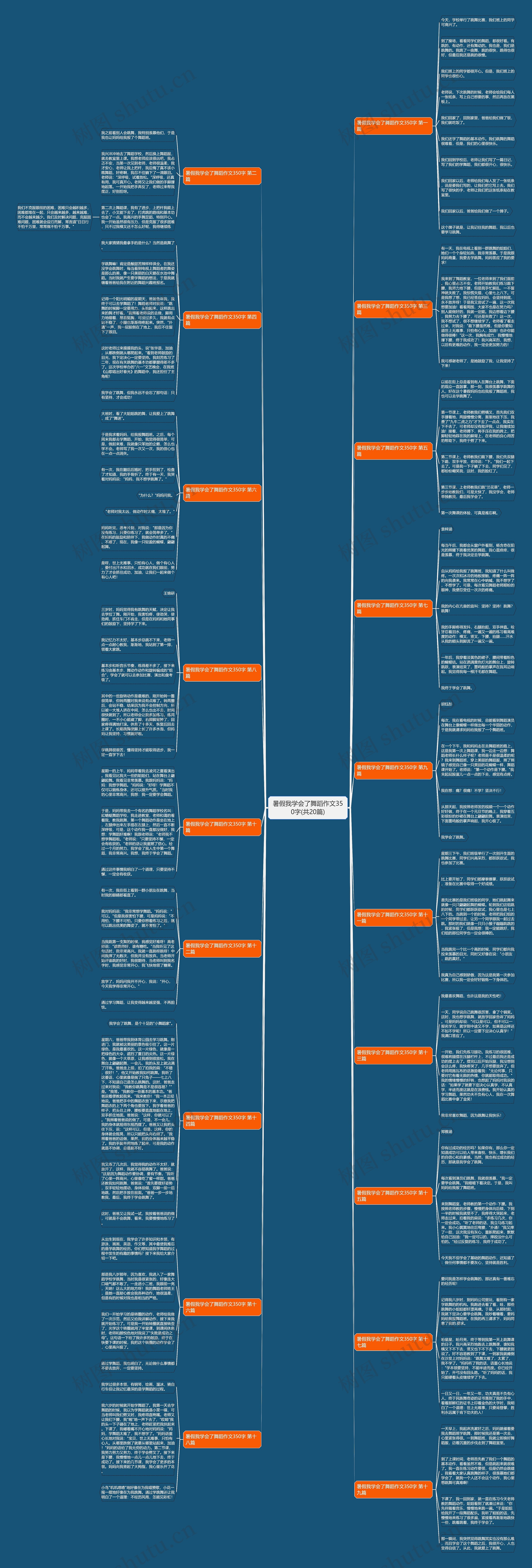 暑假我学会了舞蹈作文350字(共20篇)思维导图
