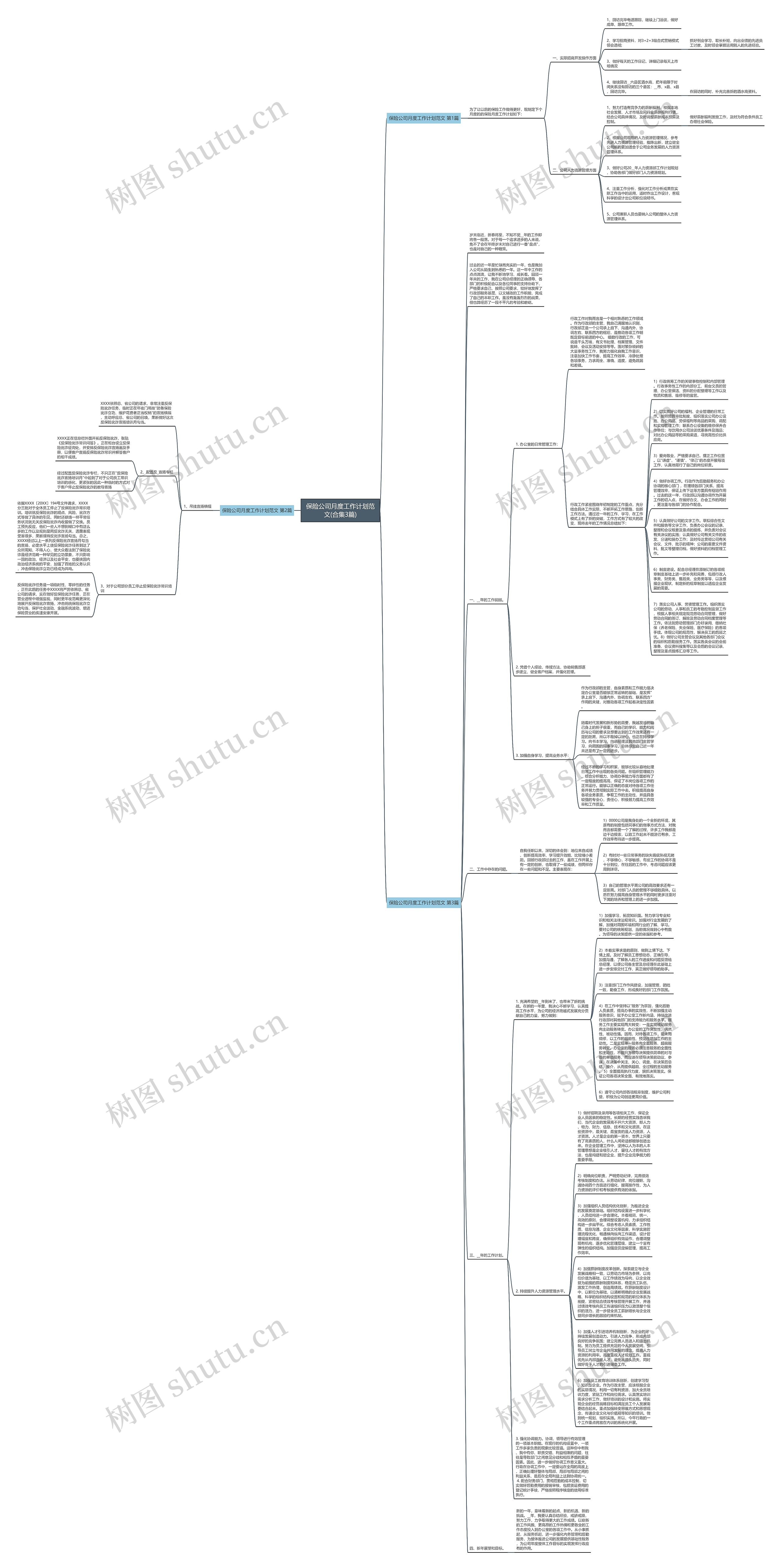 保险公司月度工作计划范文(合集3篇)思维导图高清图 保险公司月度工作计划范文(合集3篇)思维导图