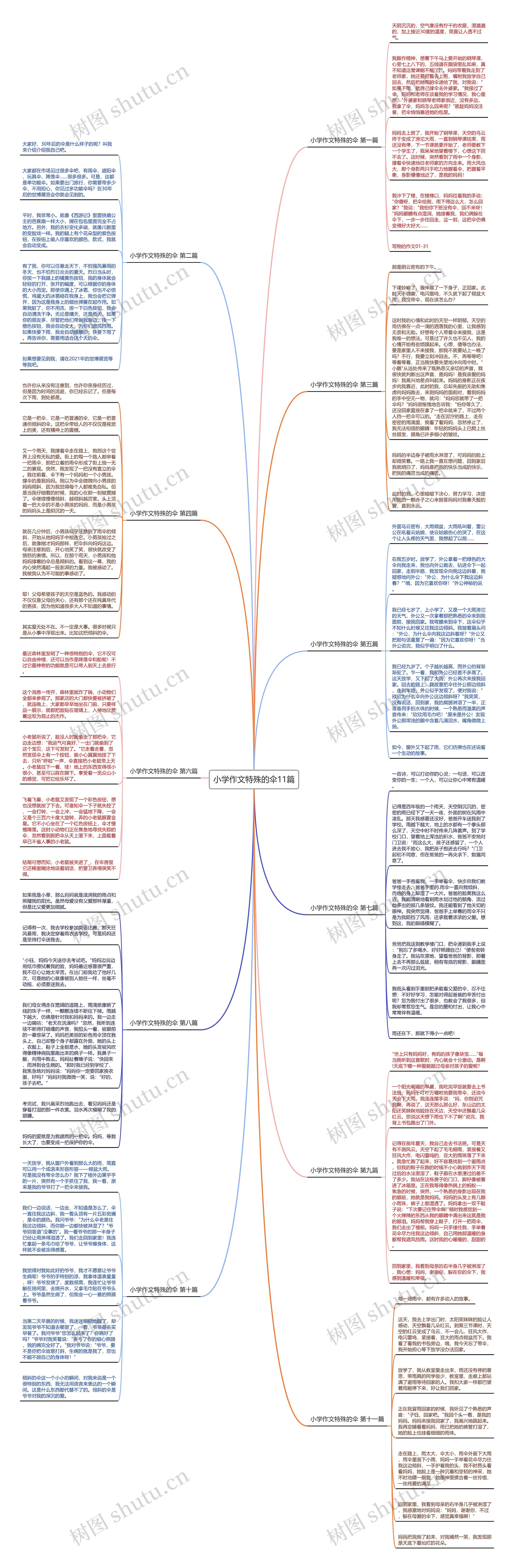 小学作文特殊的伞11篇思维导图