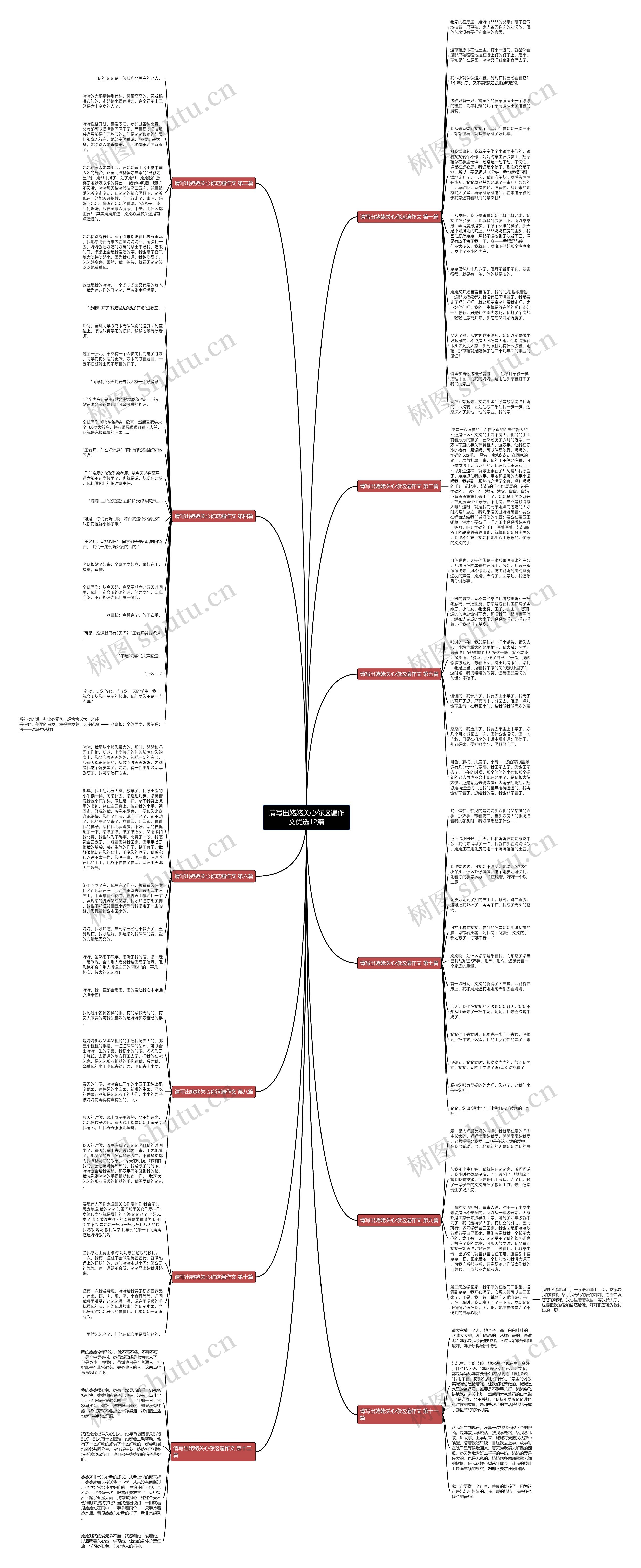请写出姥姥关心你这遍作文优选12篇思维导图