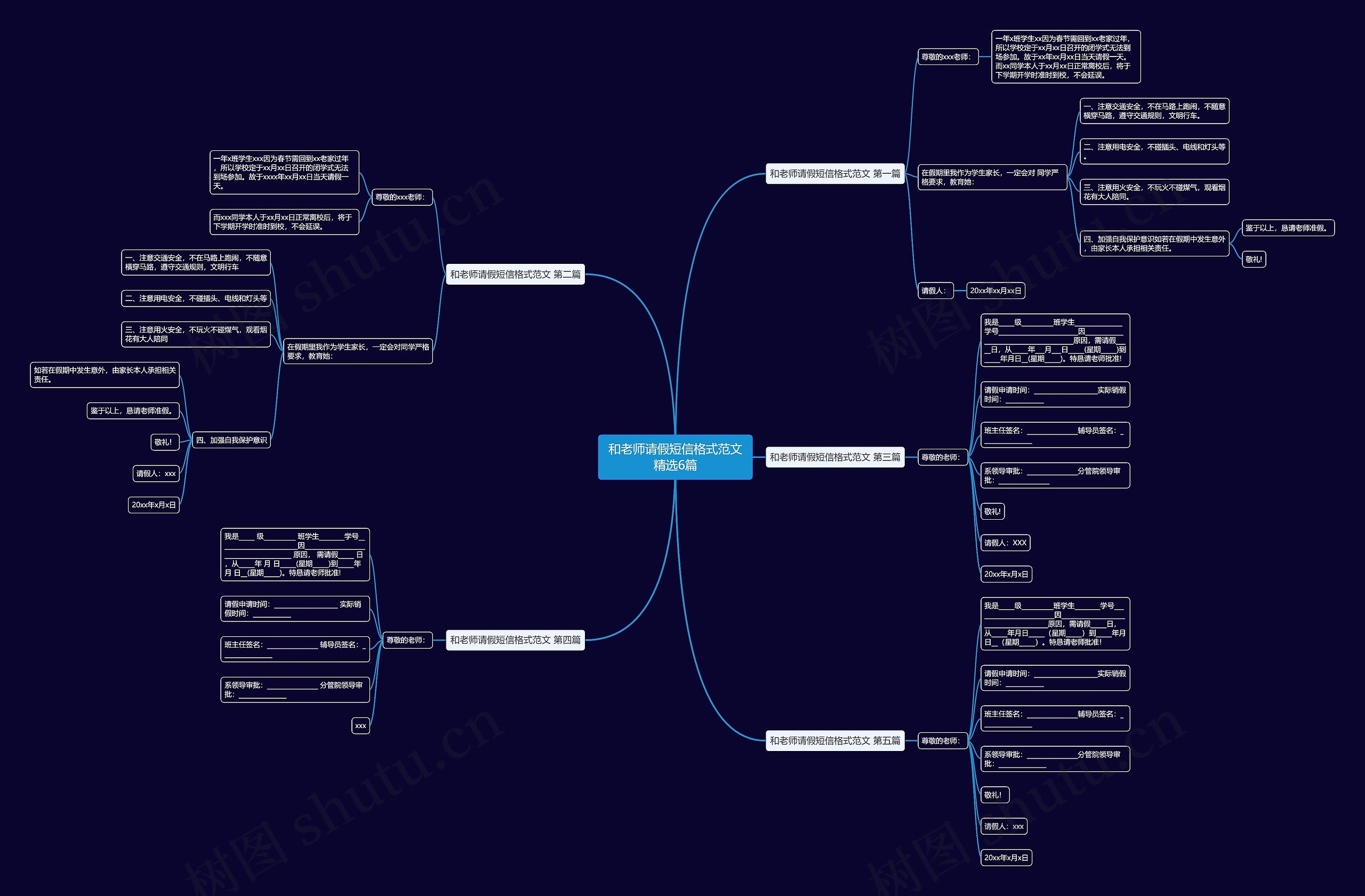 和老师请假短信格式范文精选6篇思维导图