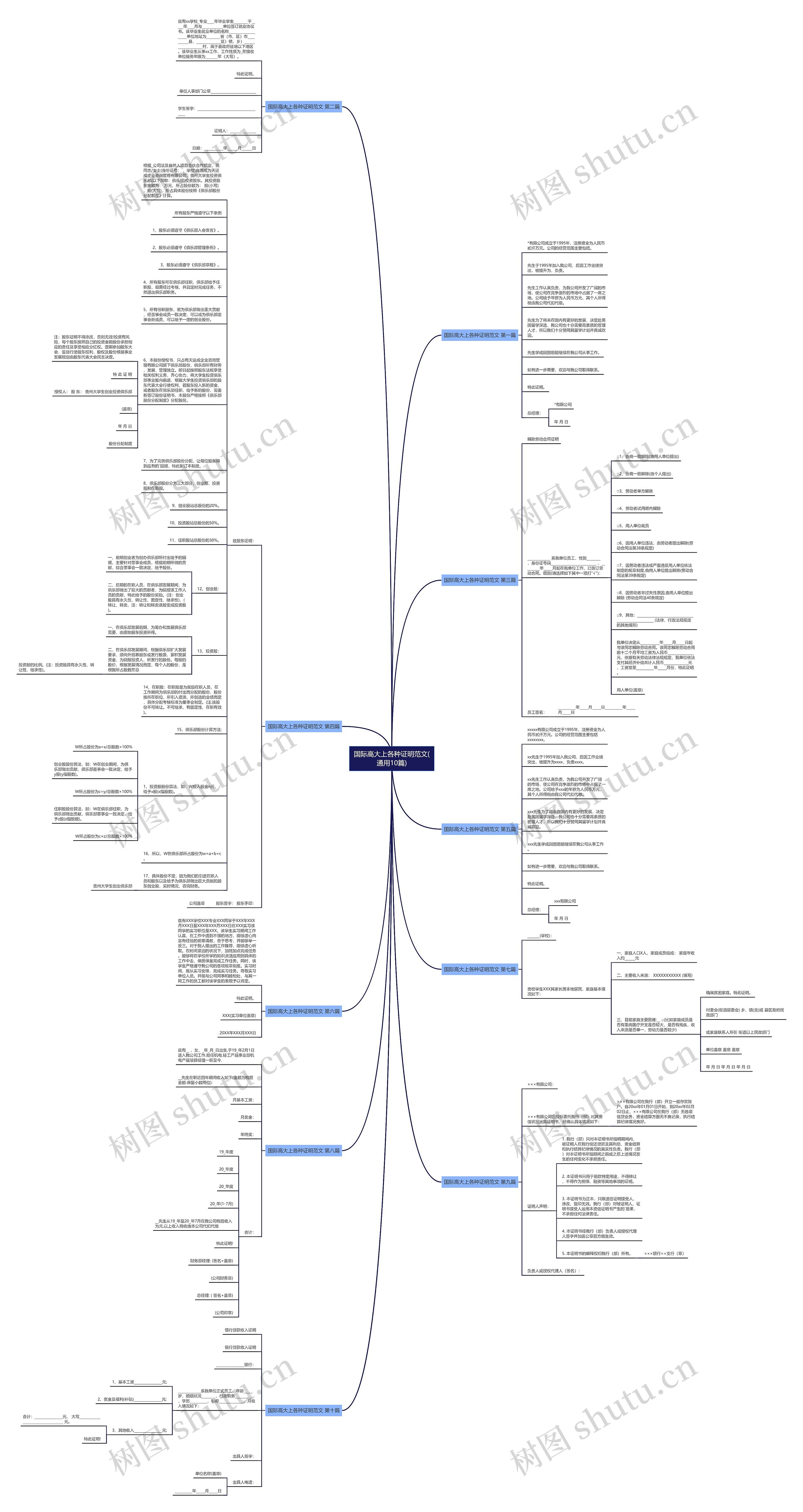 国际高大上各种证明范文(通用10篇)思维导图