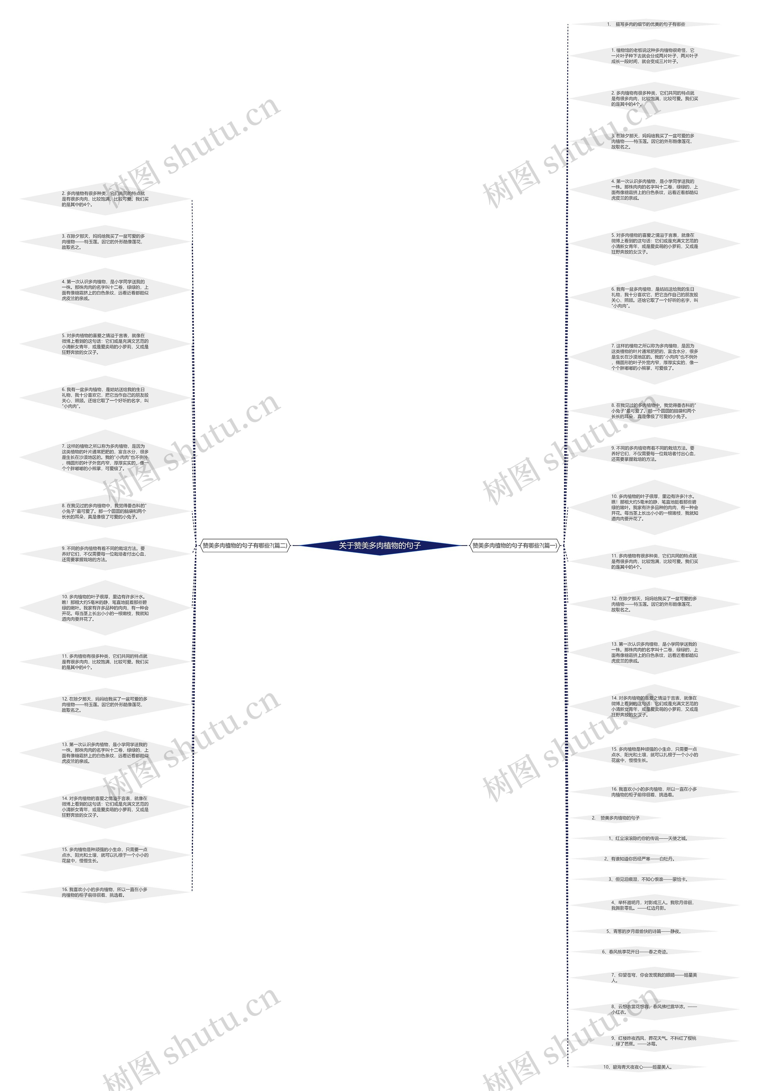 关于赞美多肉植物的句子思维导图