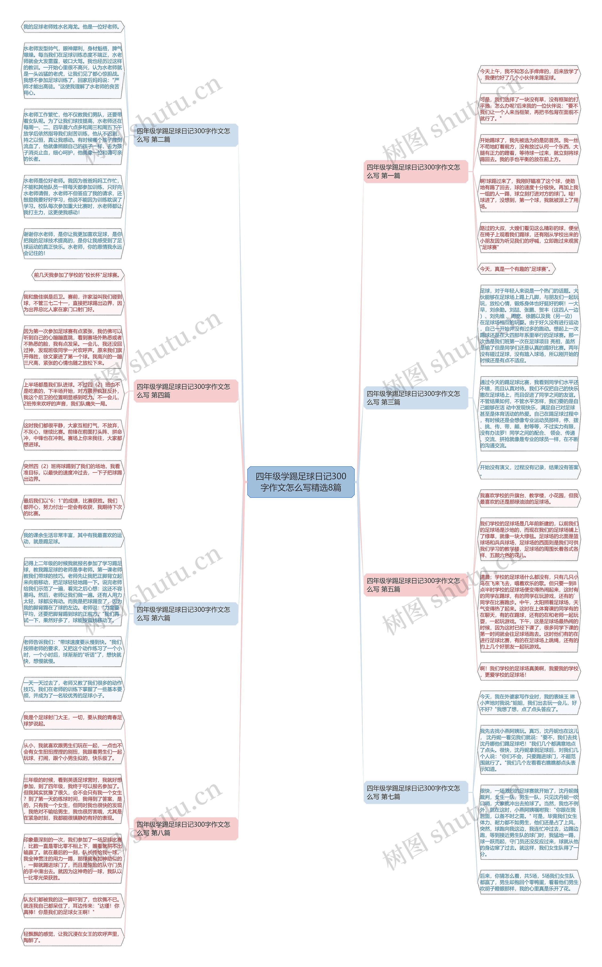 四年级学踢足球日记300字作文怎么写精选8篇思维导图