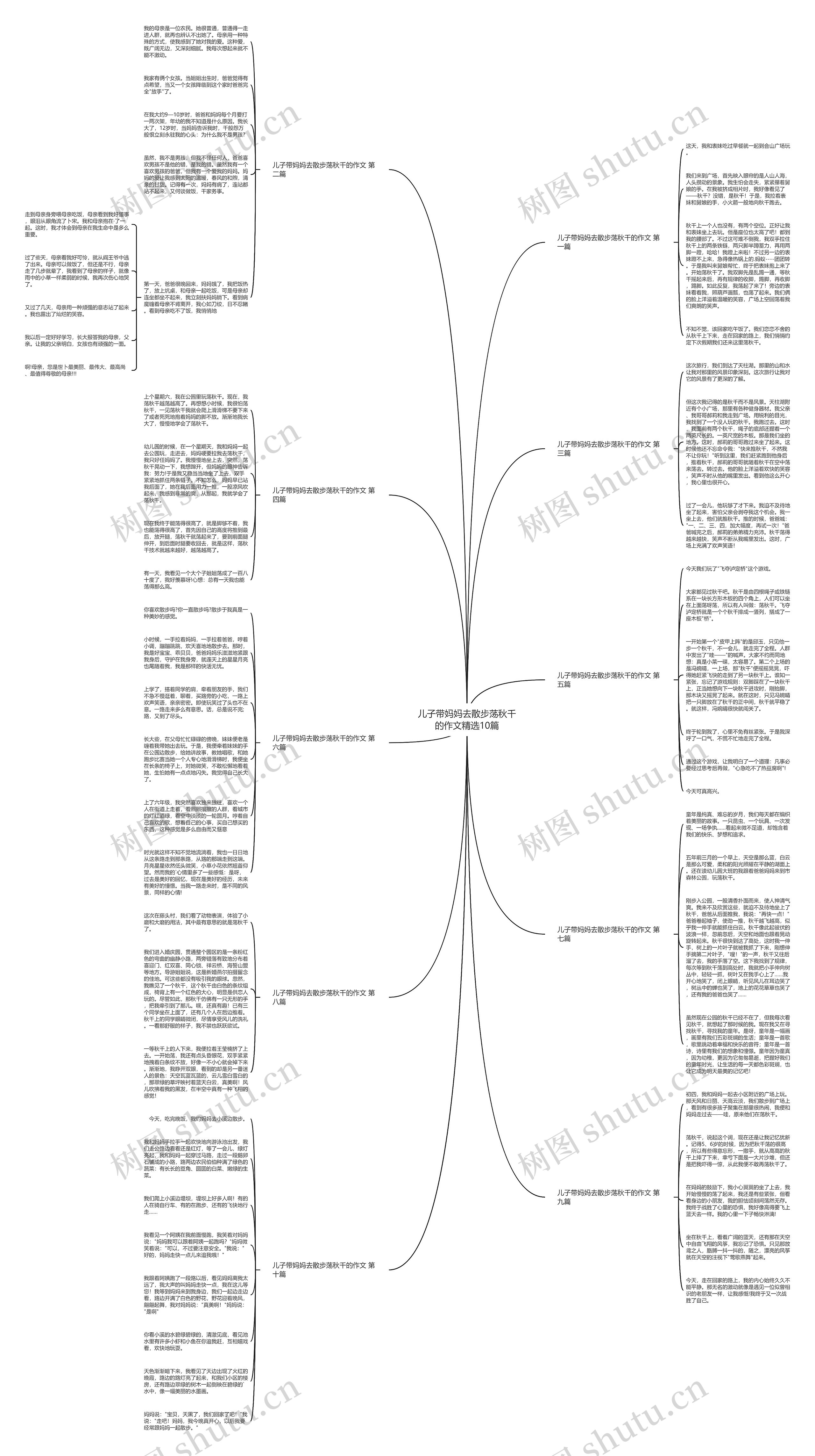 儿子带妈妈去散步荡秋千的作文精选10篇思维导图