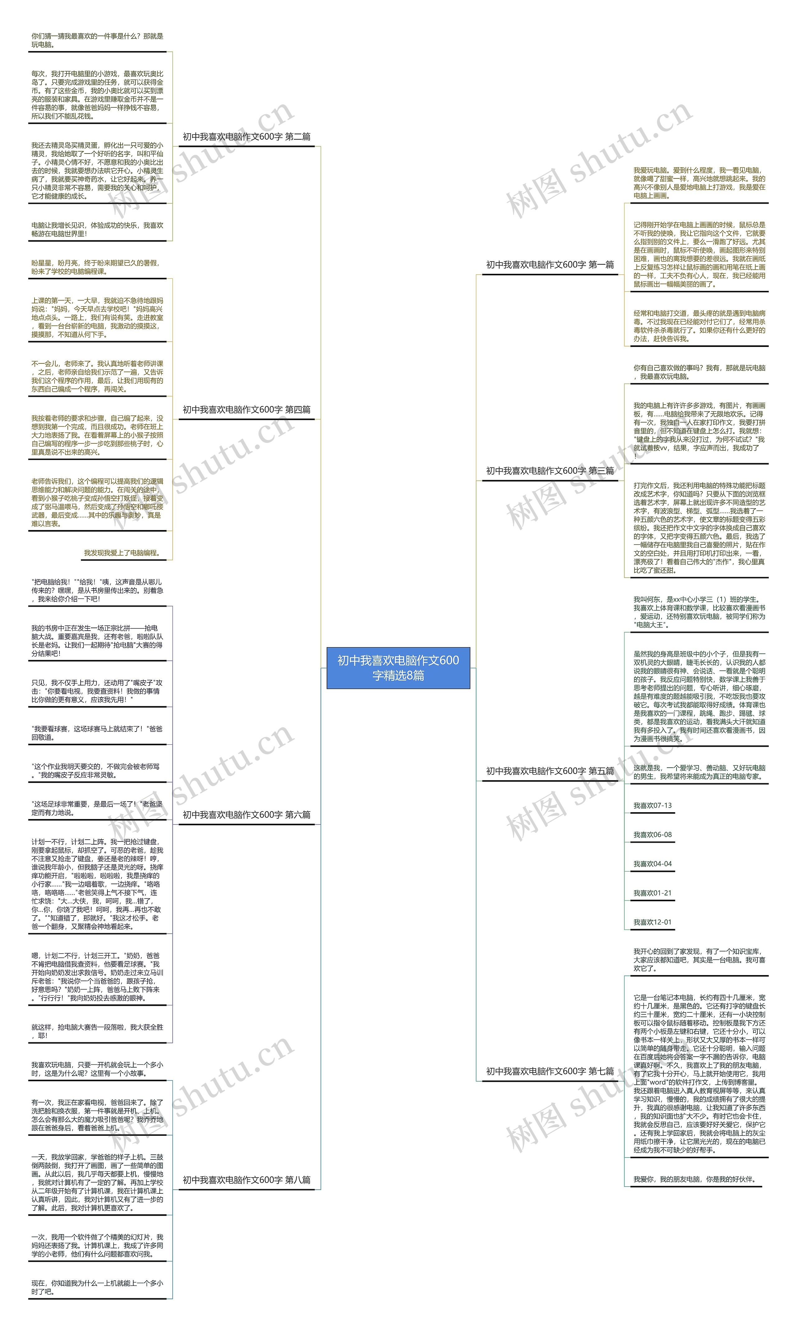 初中我喜欢电脑作文600字精选8篇思维导图