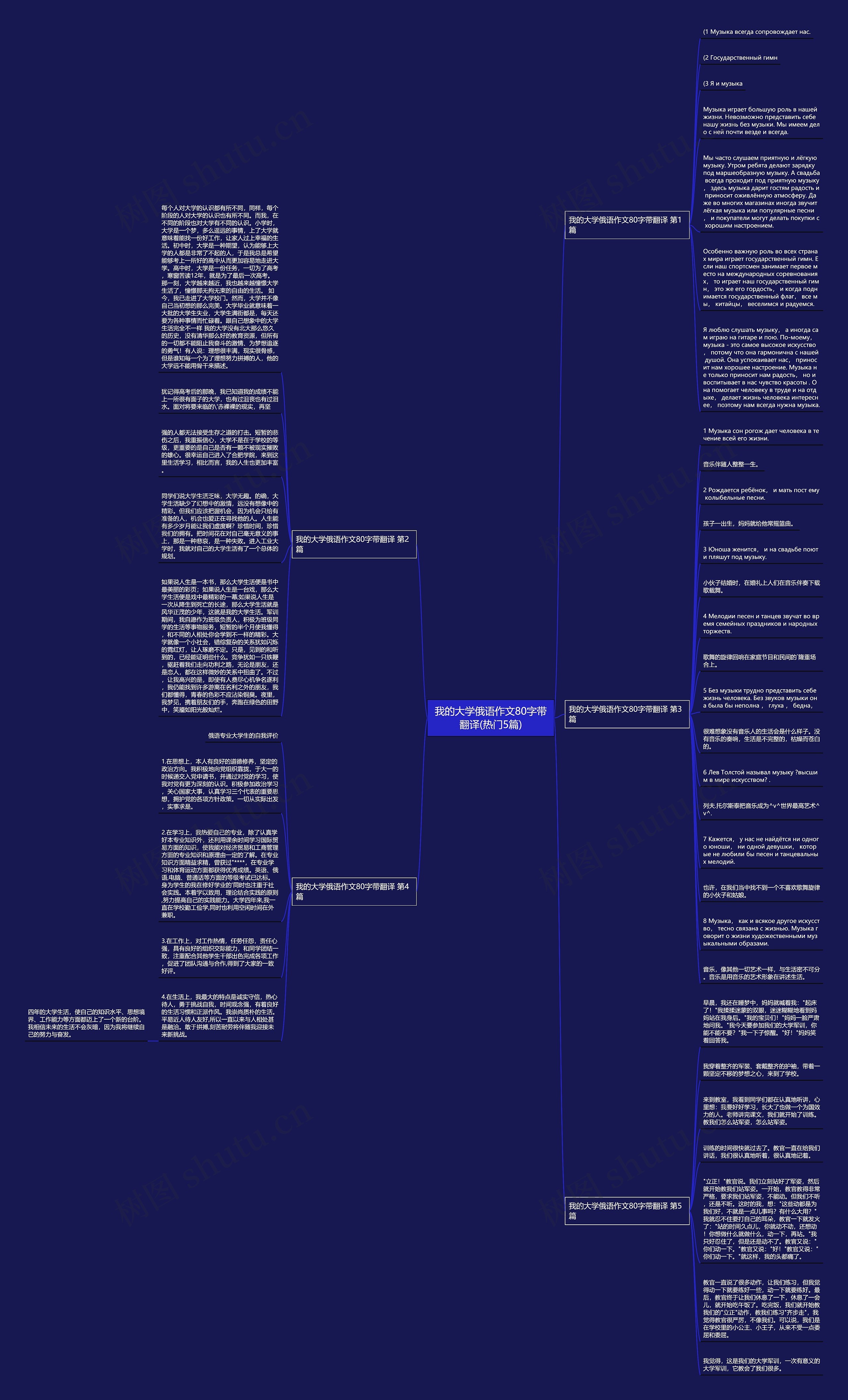 我的大学俄语作文80字带翻译(热门5篇)思维导图