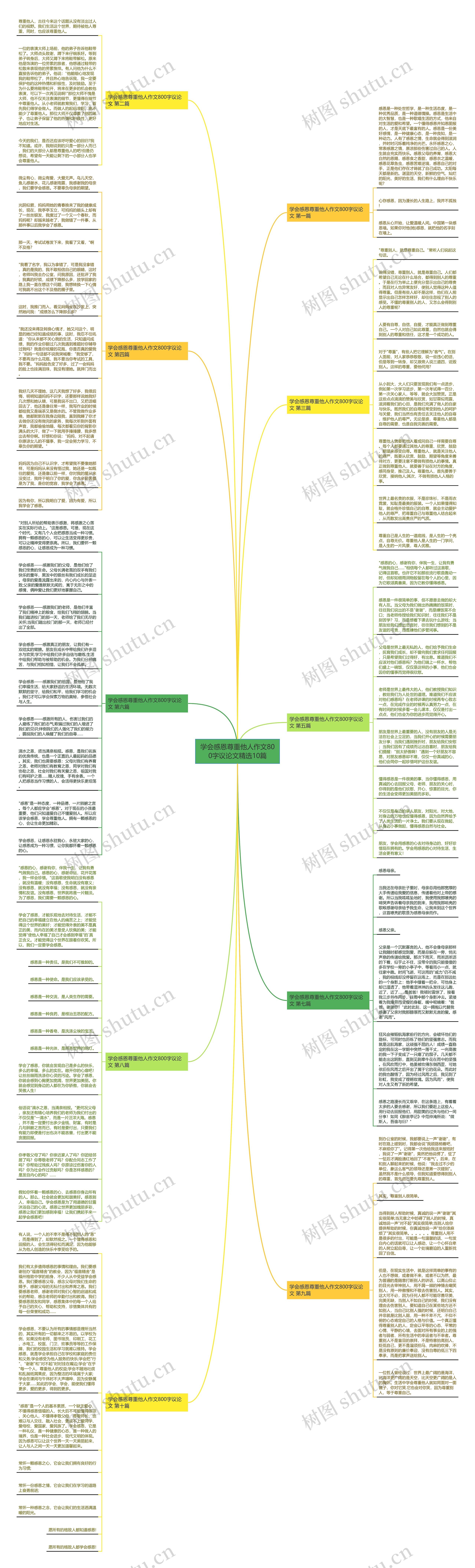 学会感恩尊重他人作文800字议论文精选10篇思维导图