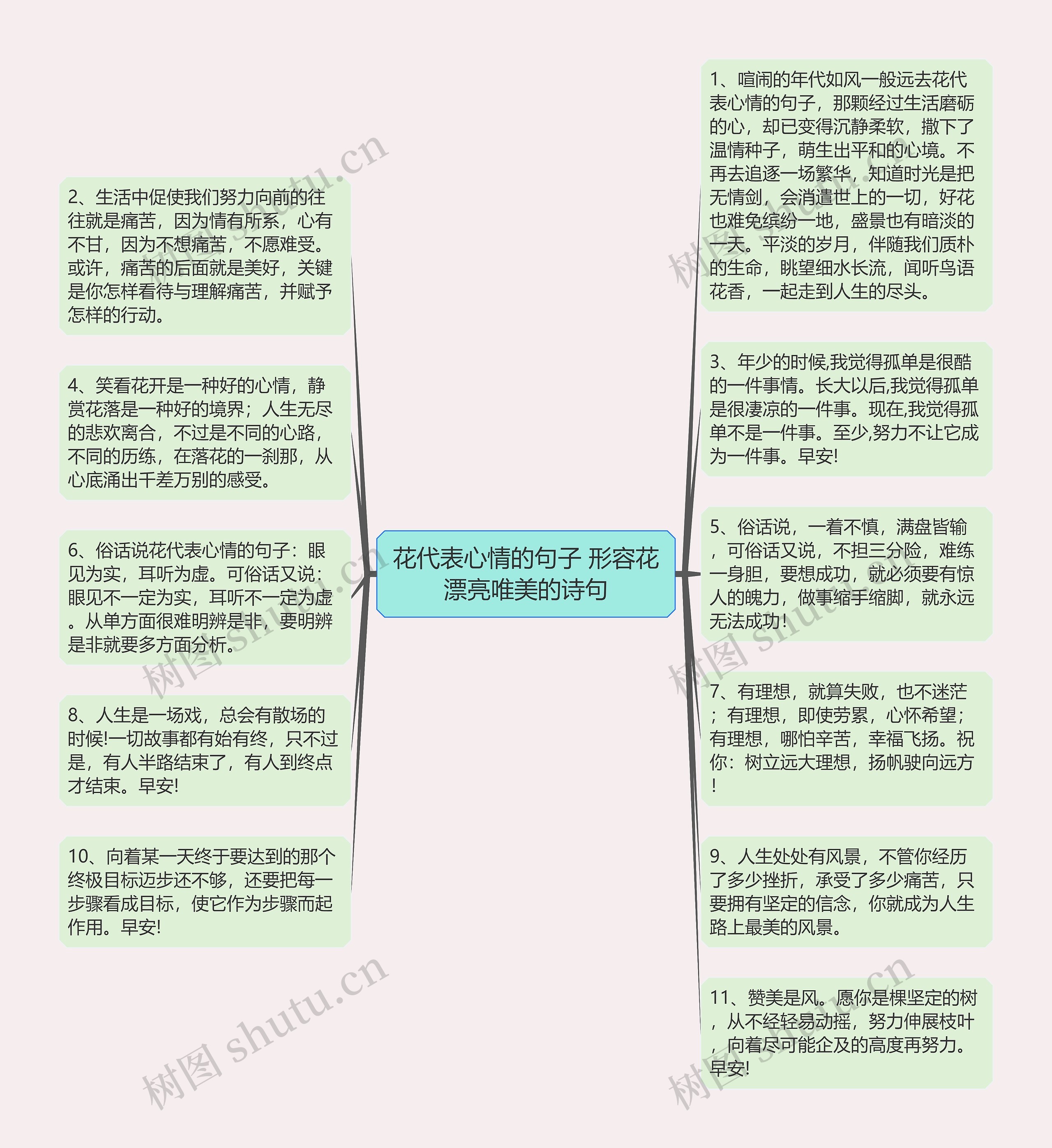 花代表心情的句子 形容花漂亮唯美的诗句思维导图