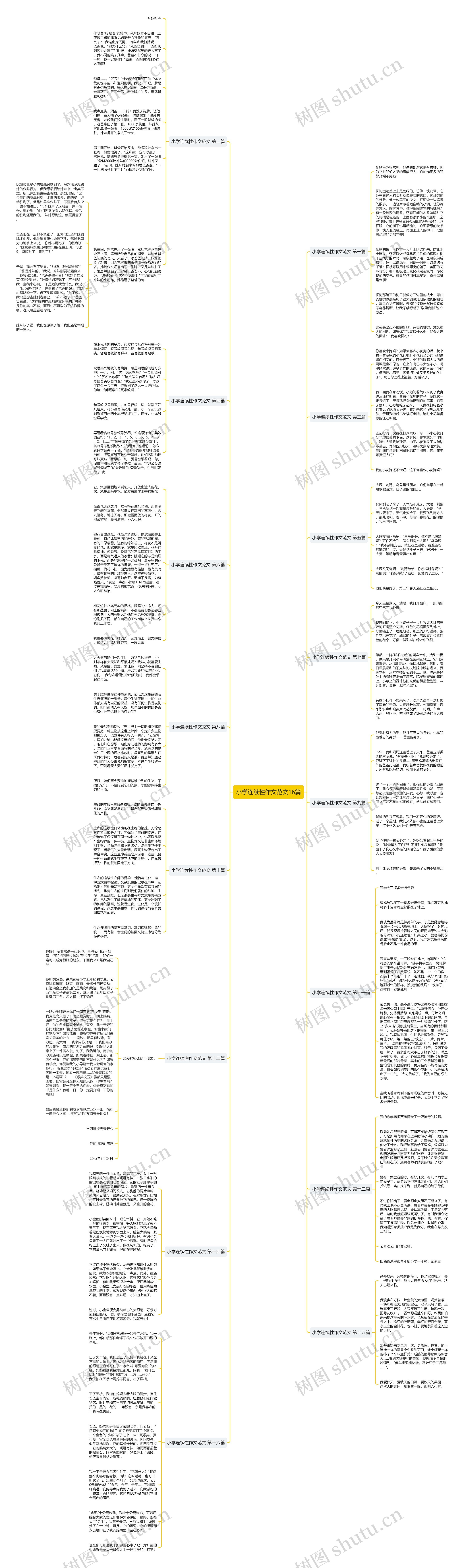 小学连续性作文范文16篇思维导图