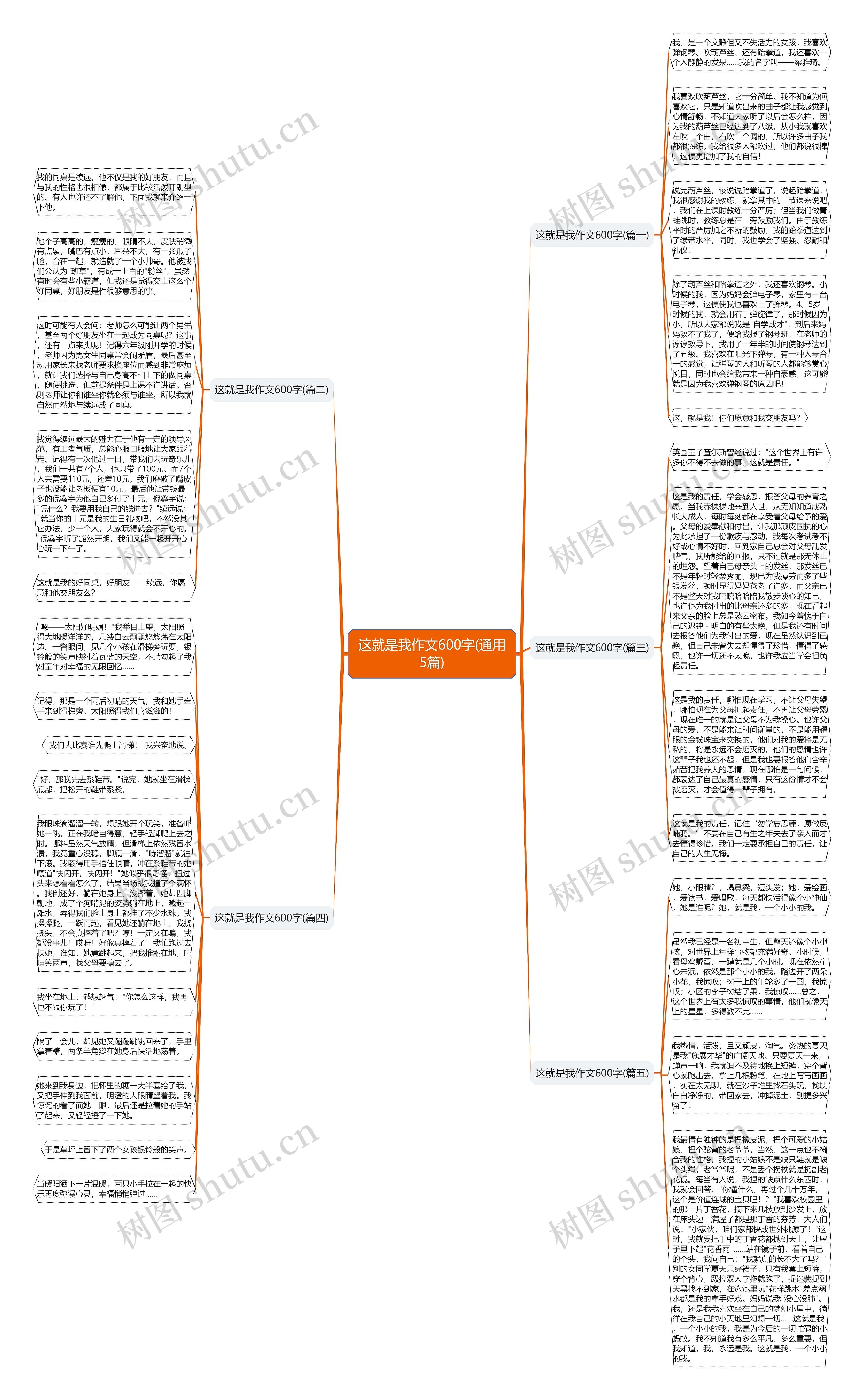 这就是我作文600字(通用5篇)思维导图