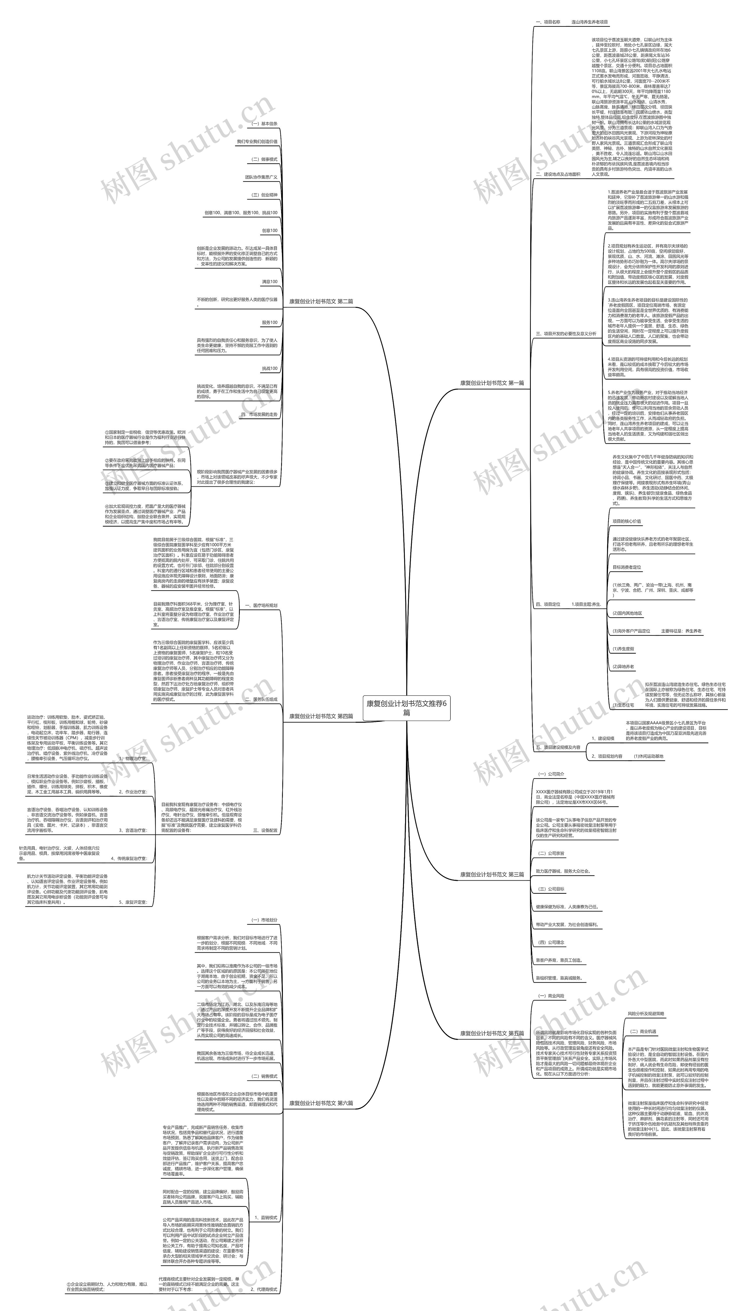 康复创业计划书范文推荐6篇思维导图