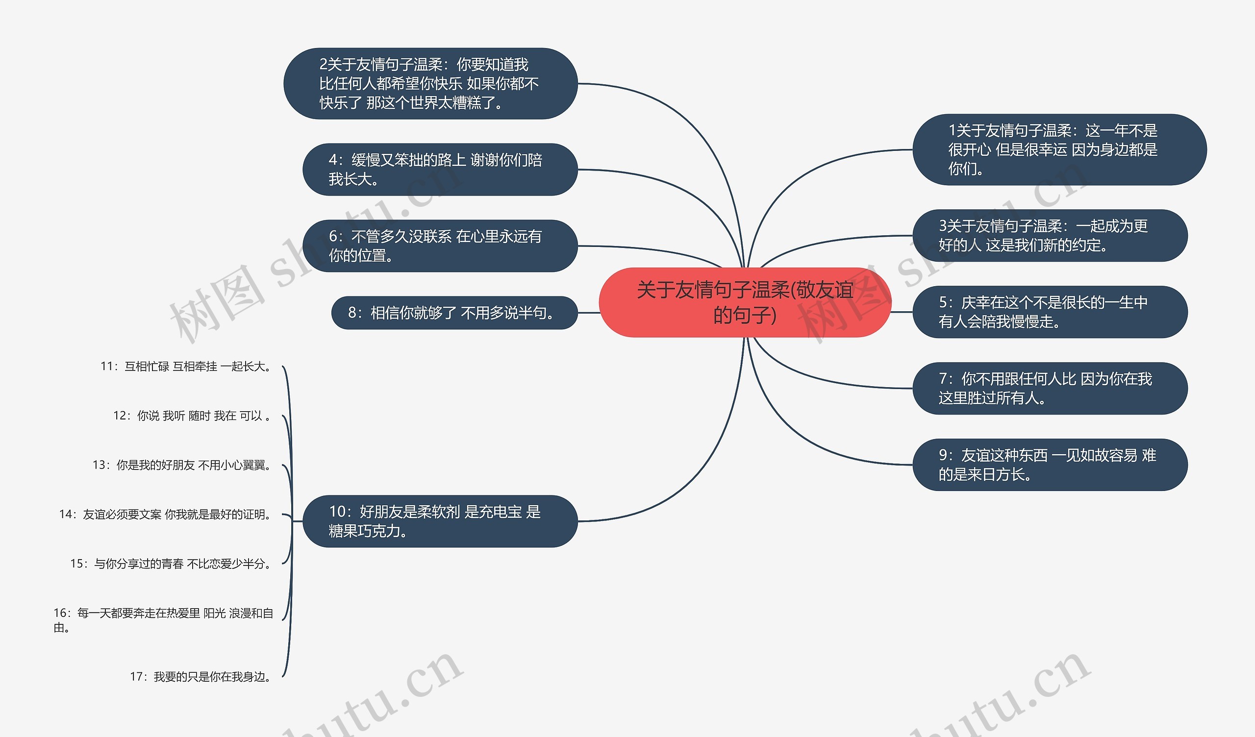 关于友情句子温柔(敬友谊的句子)思维导图