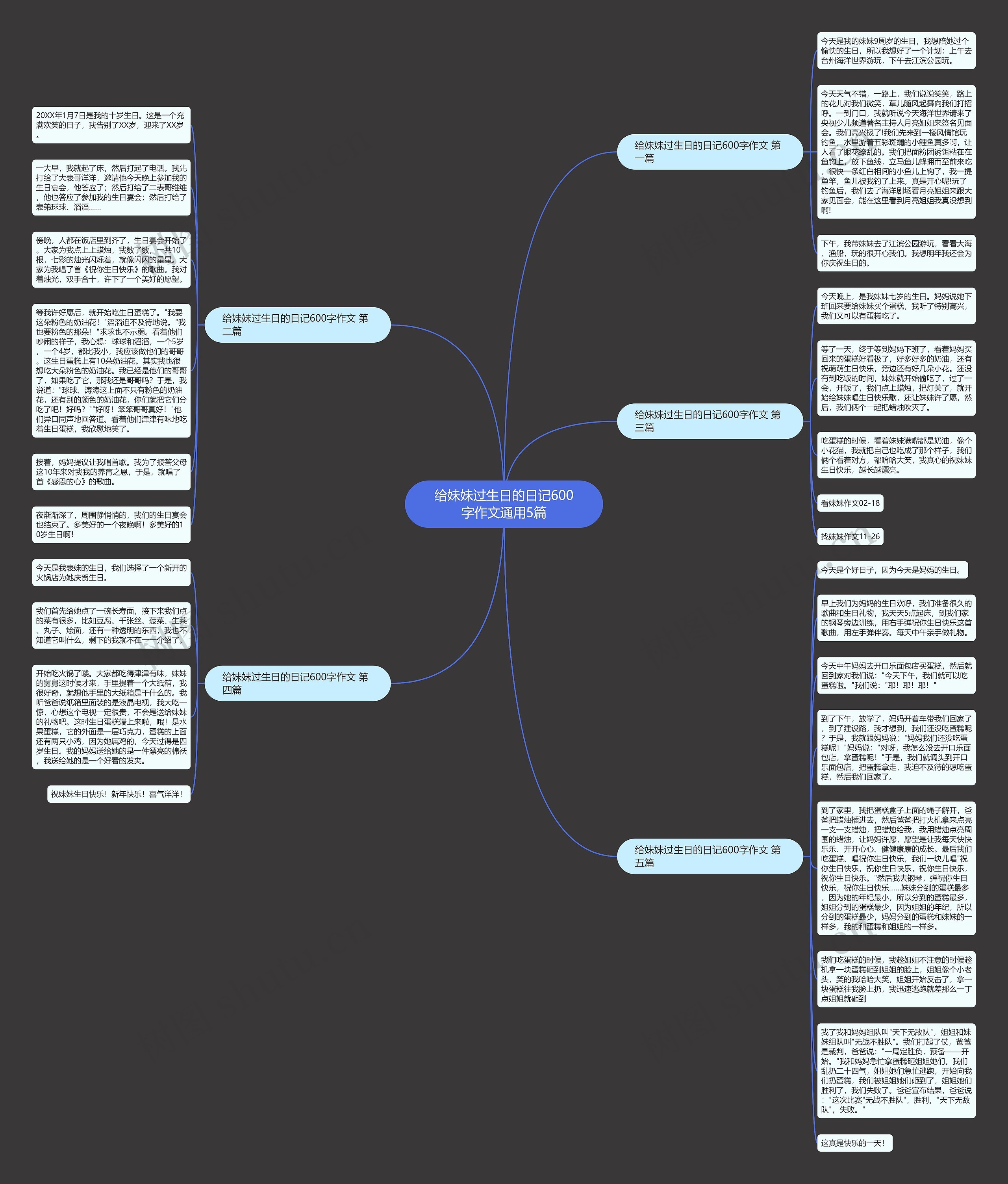 给妹妹过生日的日记600字作文通用5篇思维导图