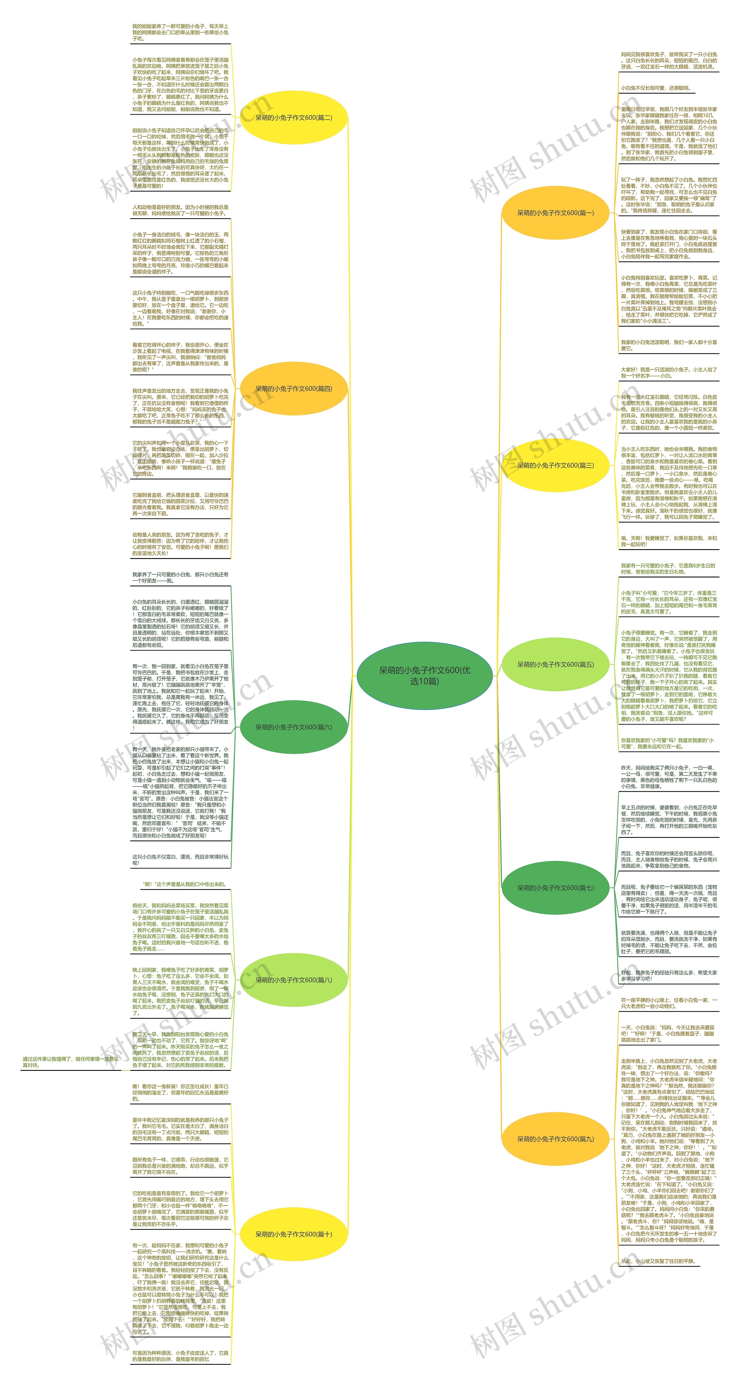 呆萌的小兔子作文600(优选10篇)思维导图