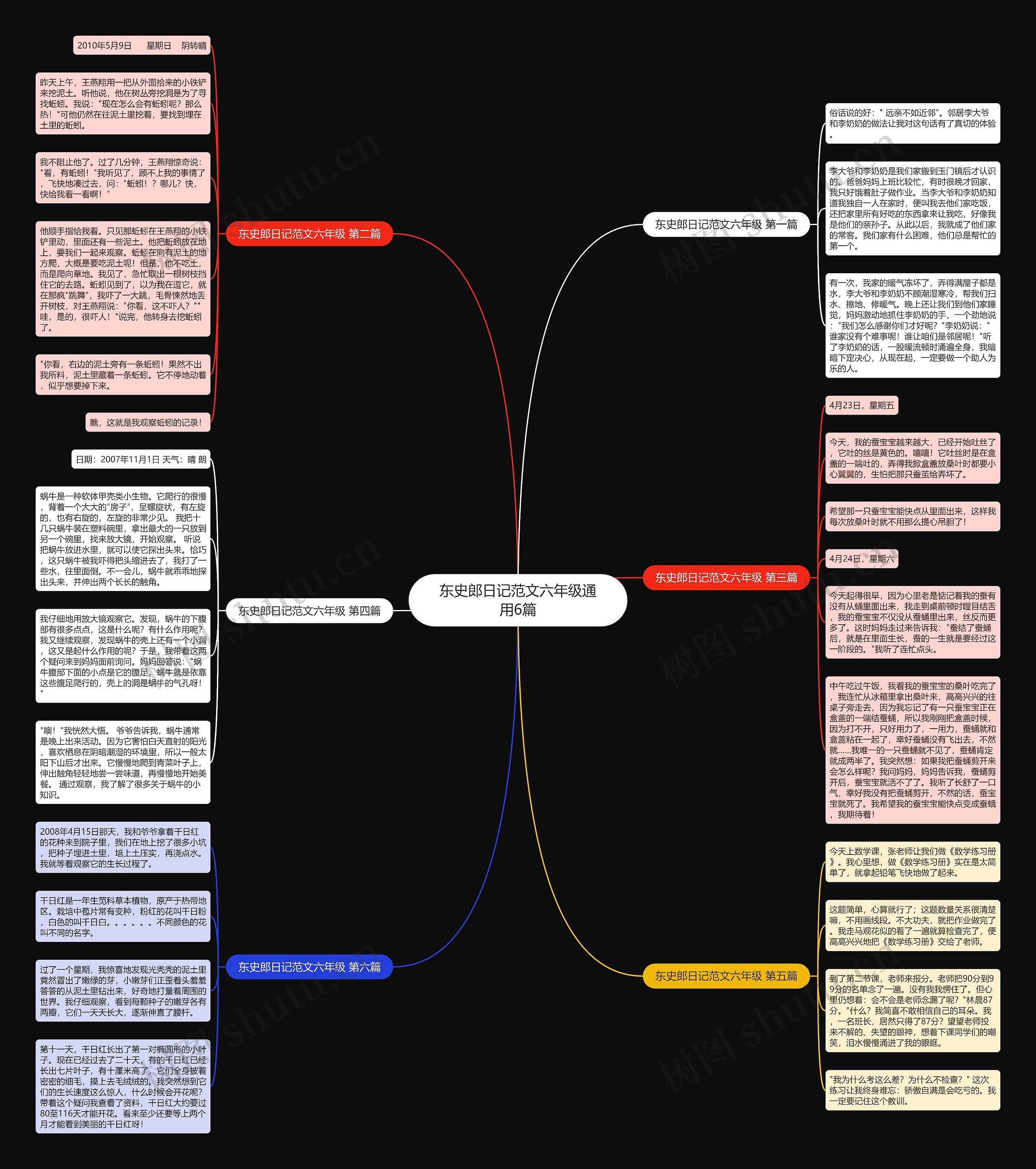东史郎日记范文六年级通用6篇思维导图