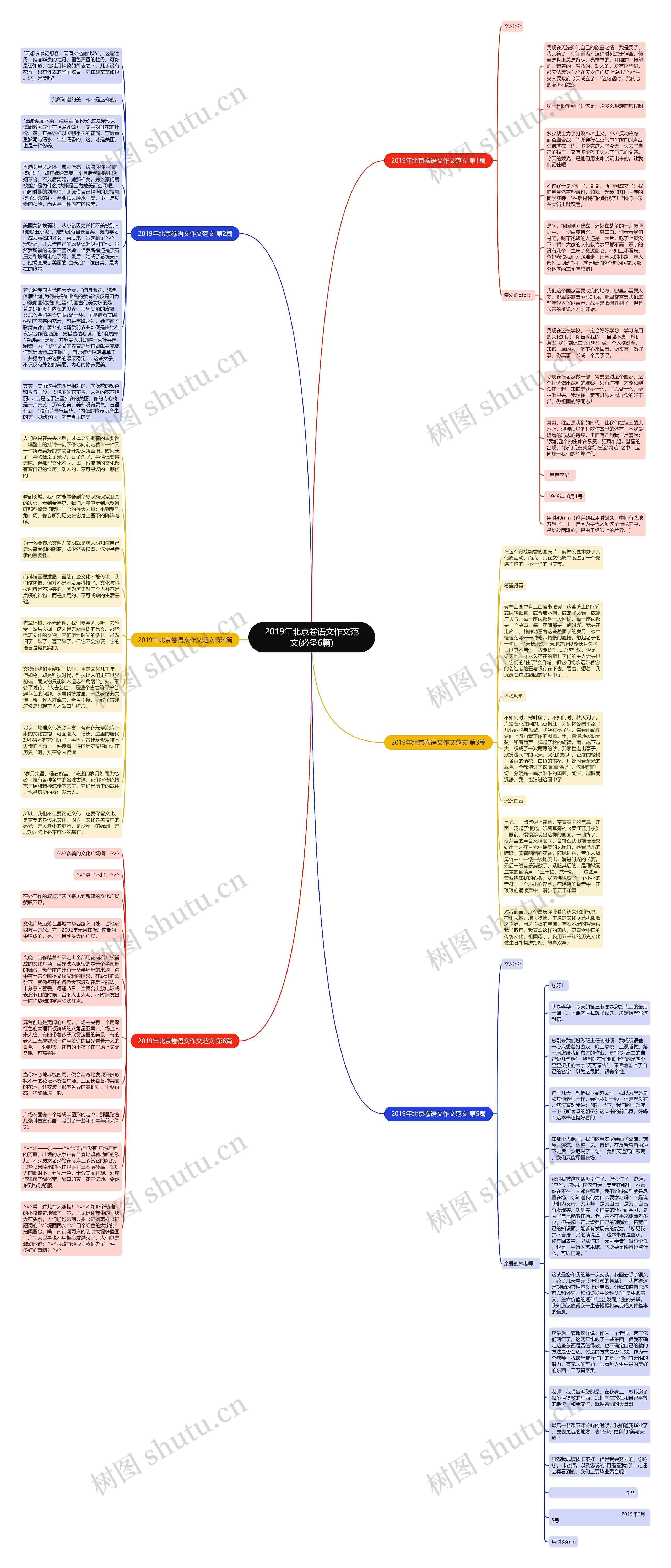 2019年北京卷语文作文范文(必备6篇)思维导图