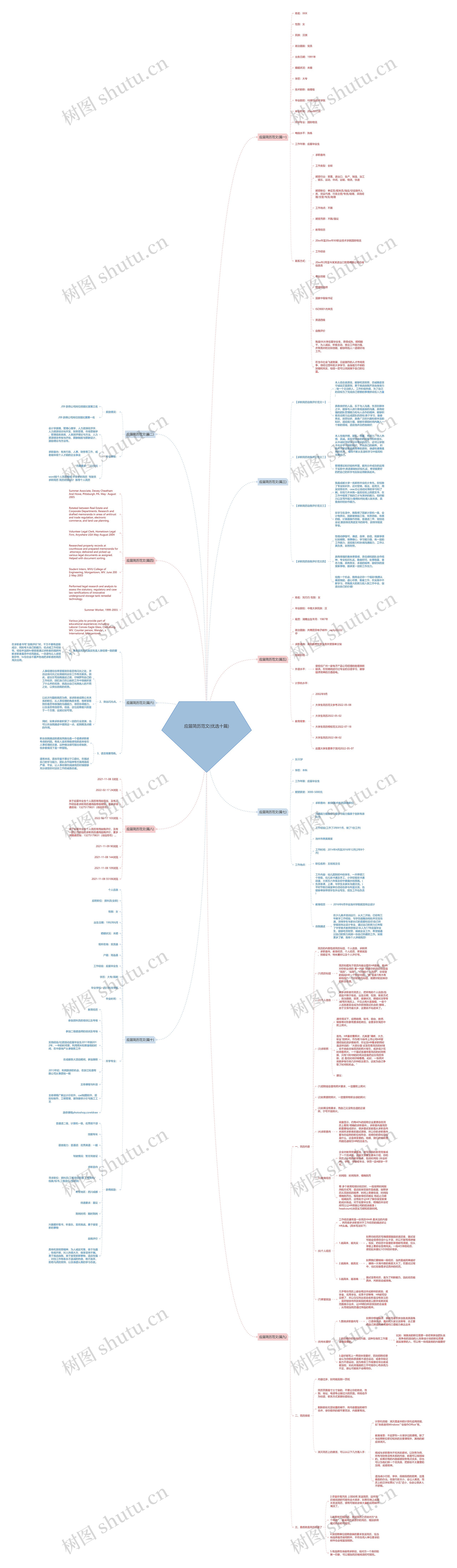 应届简历范文(优选十篇)思维导图