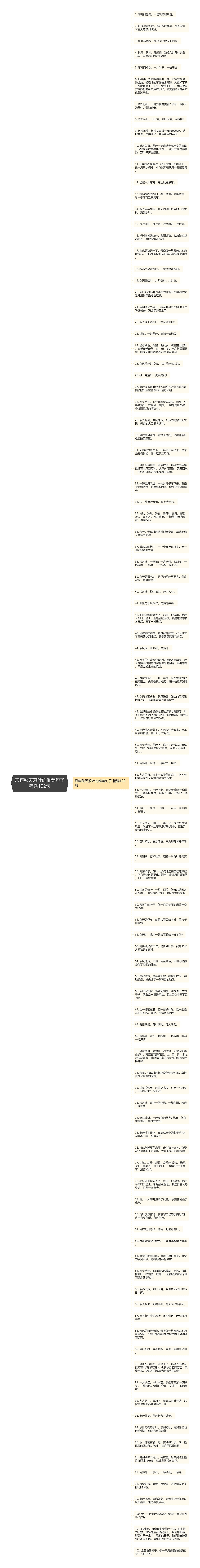 形容秋天落叶的唯美句子精选102句思维导图