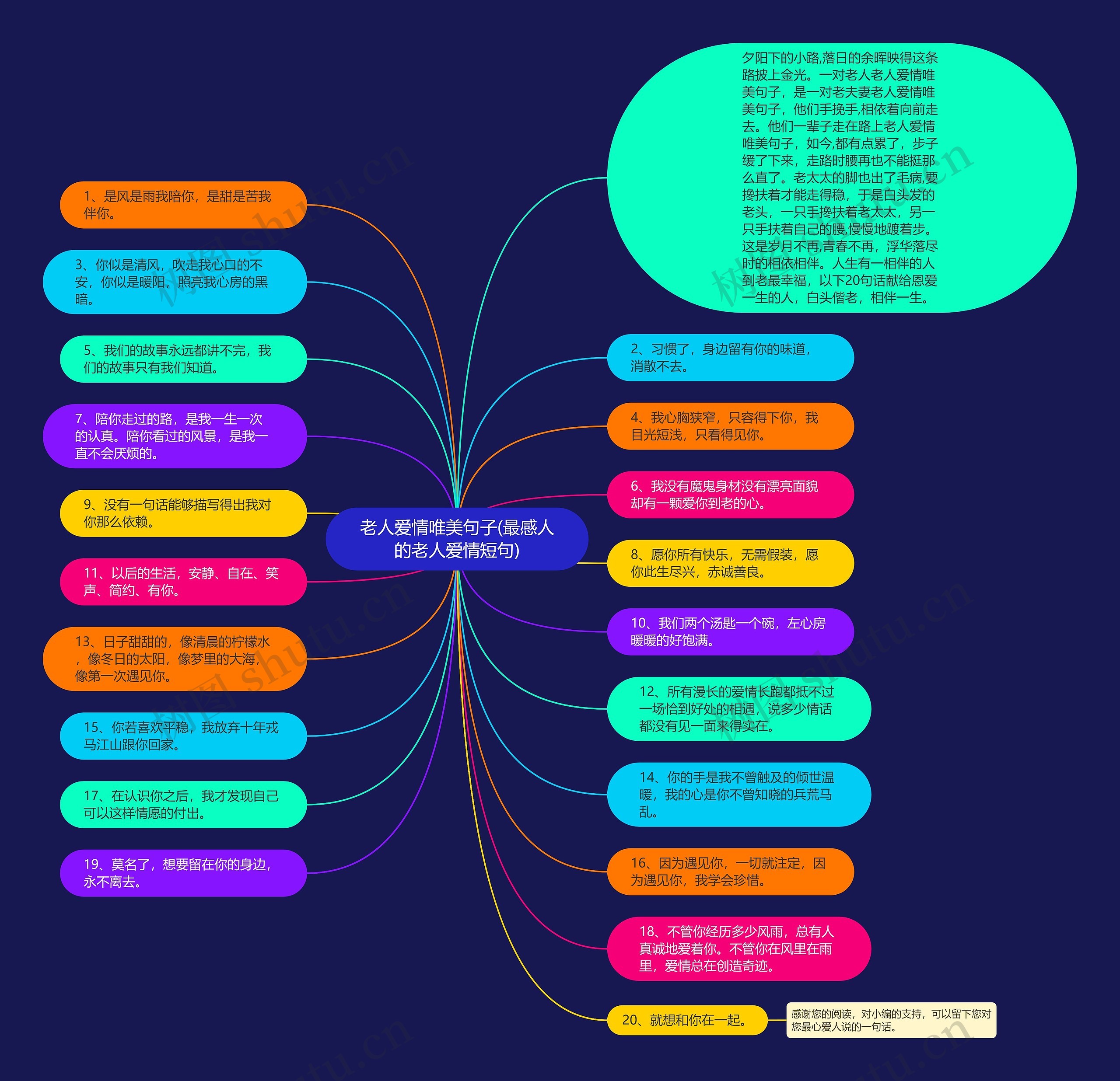 老人爱情唯美句子(最感人的老人爱情短句)思维导图