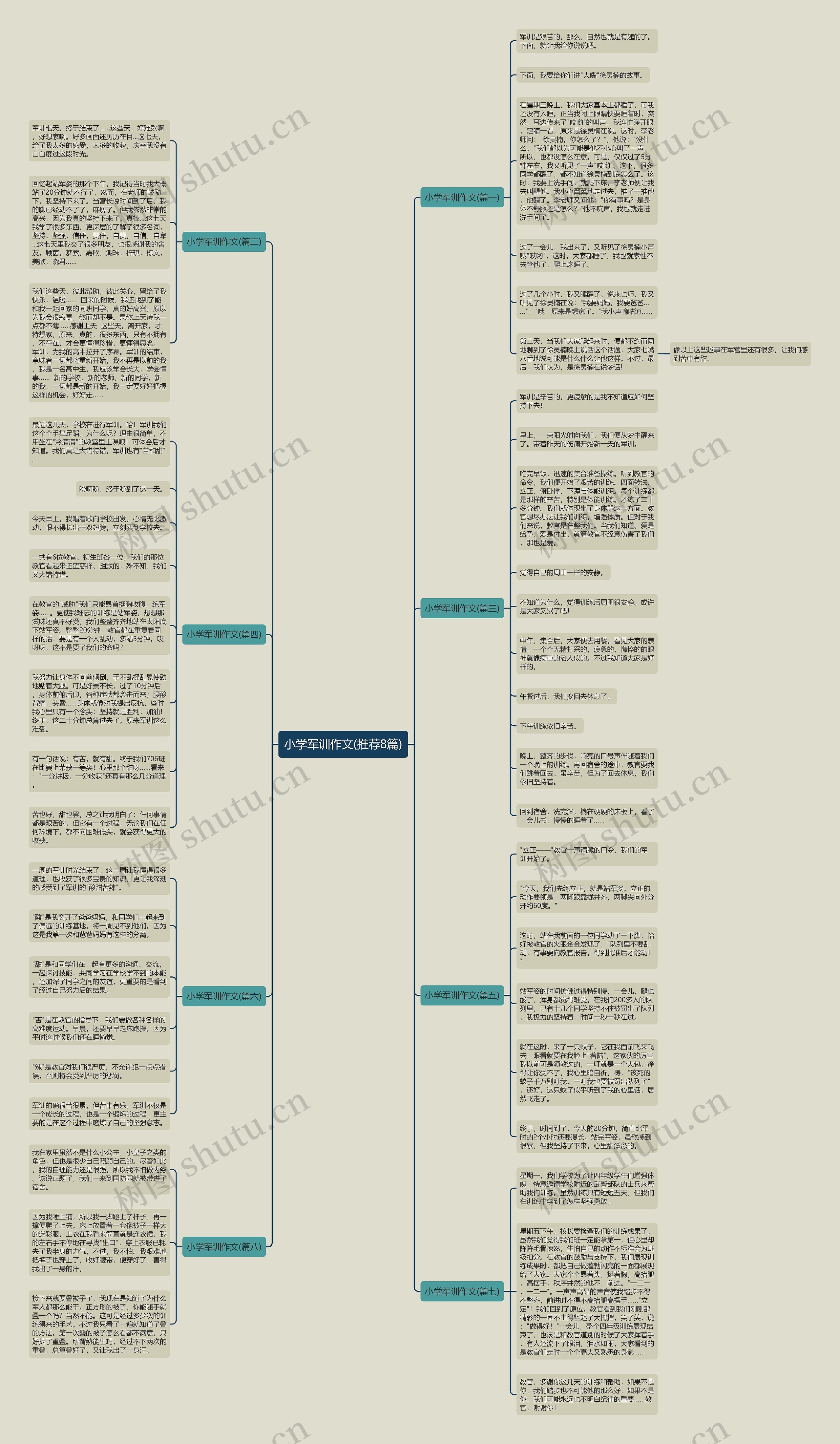小学军训作文(推荐8篇)思维导图