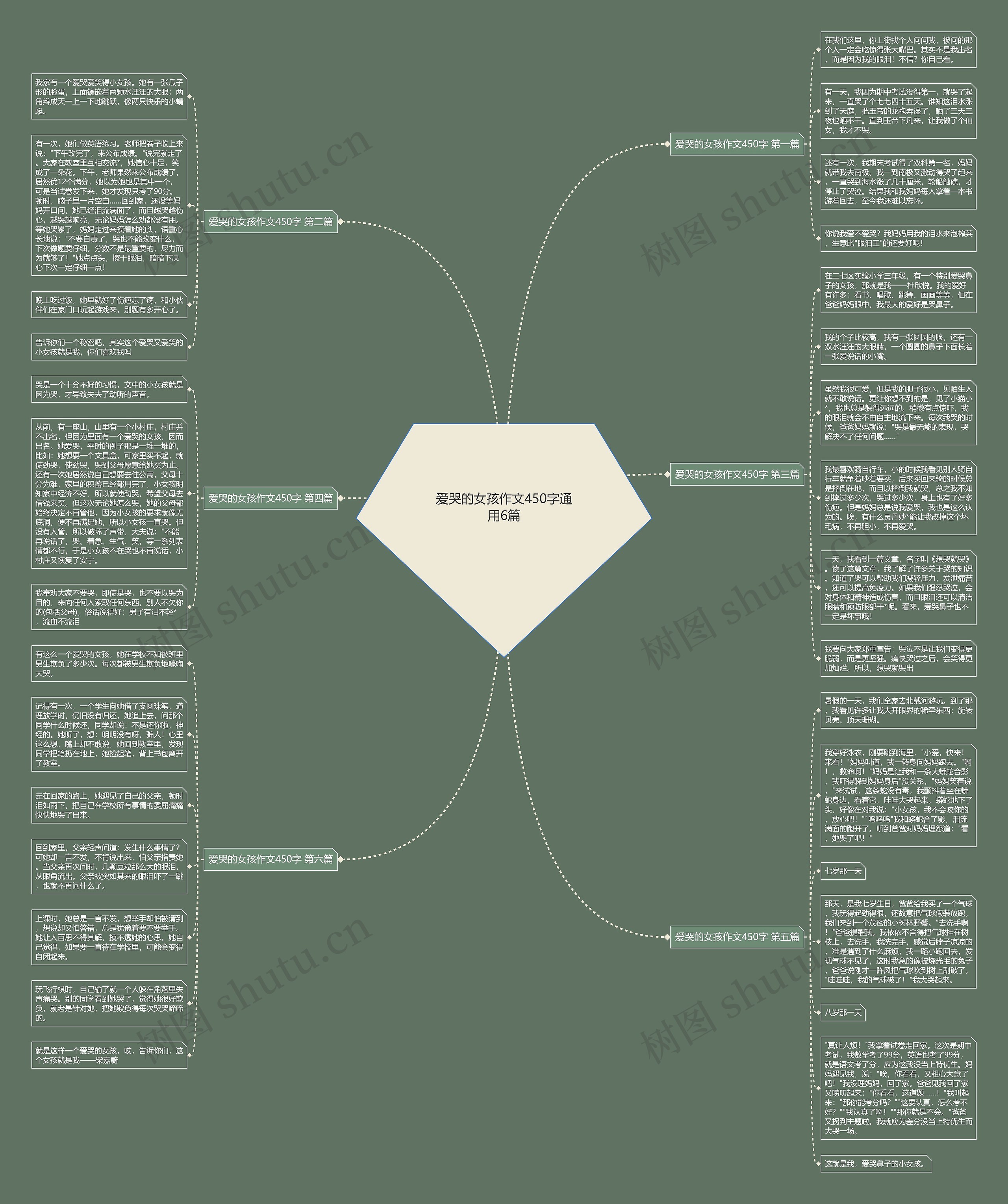爱哭的女孩作文450字通用6篇思维导图