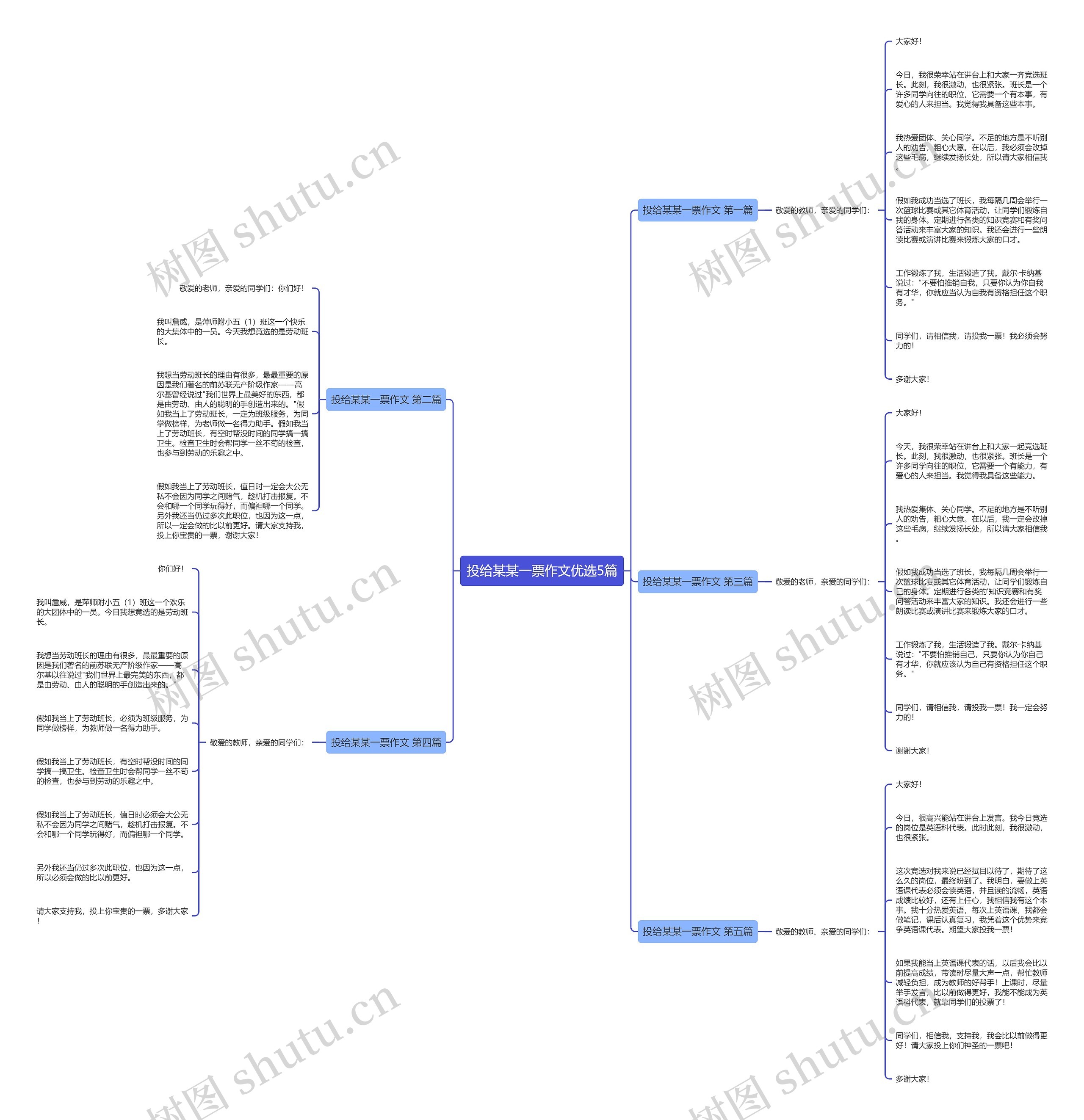 投给某某一票作文优选5篇思维导图