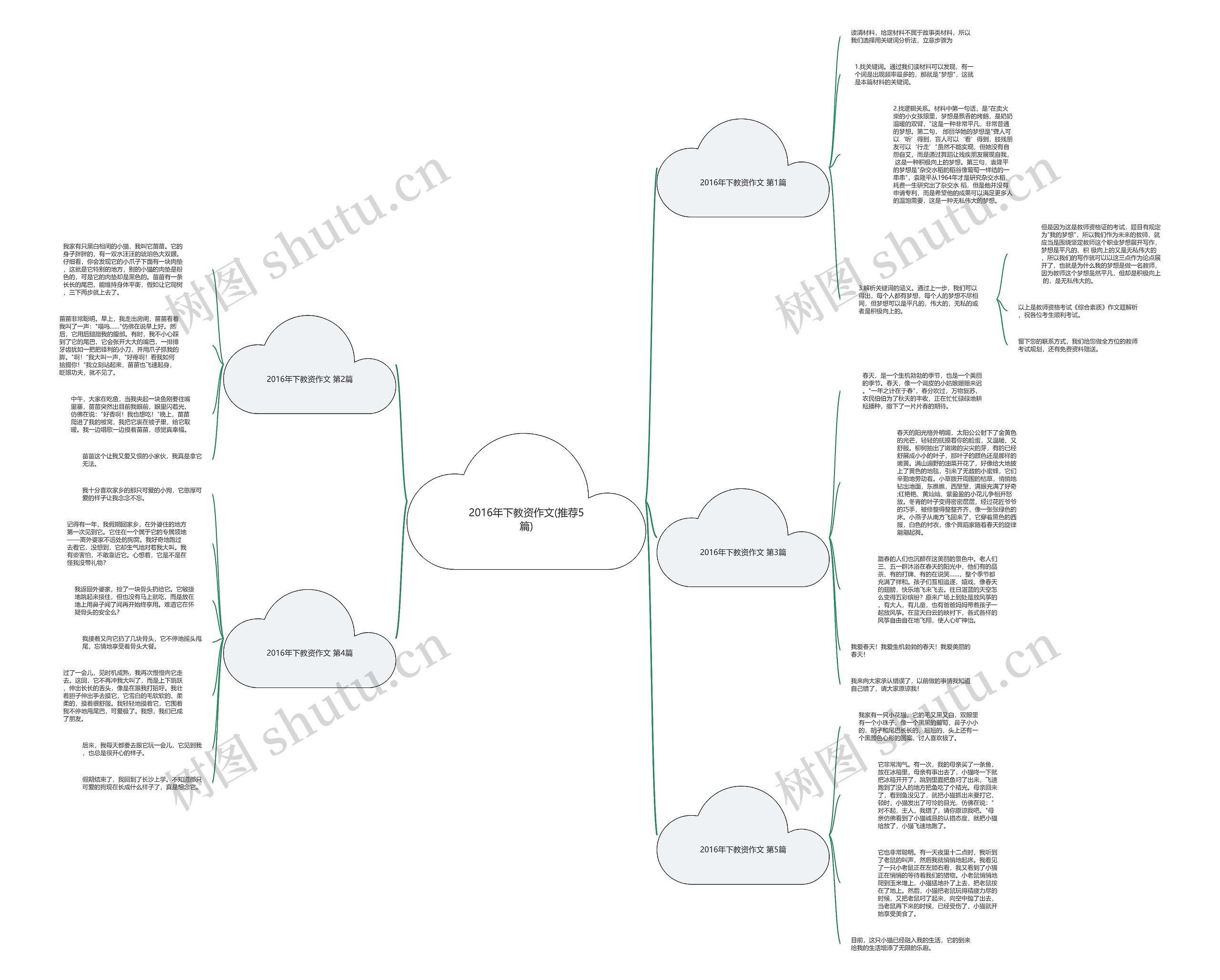 2016年下教资作文(推荐5篇)思维导图