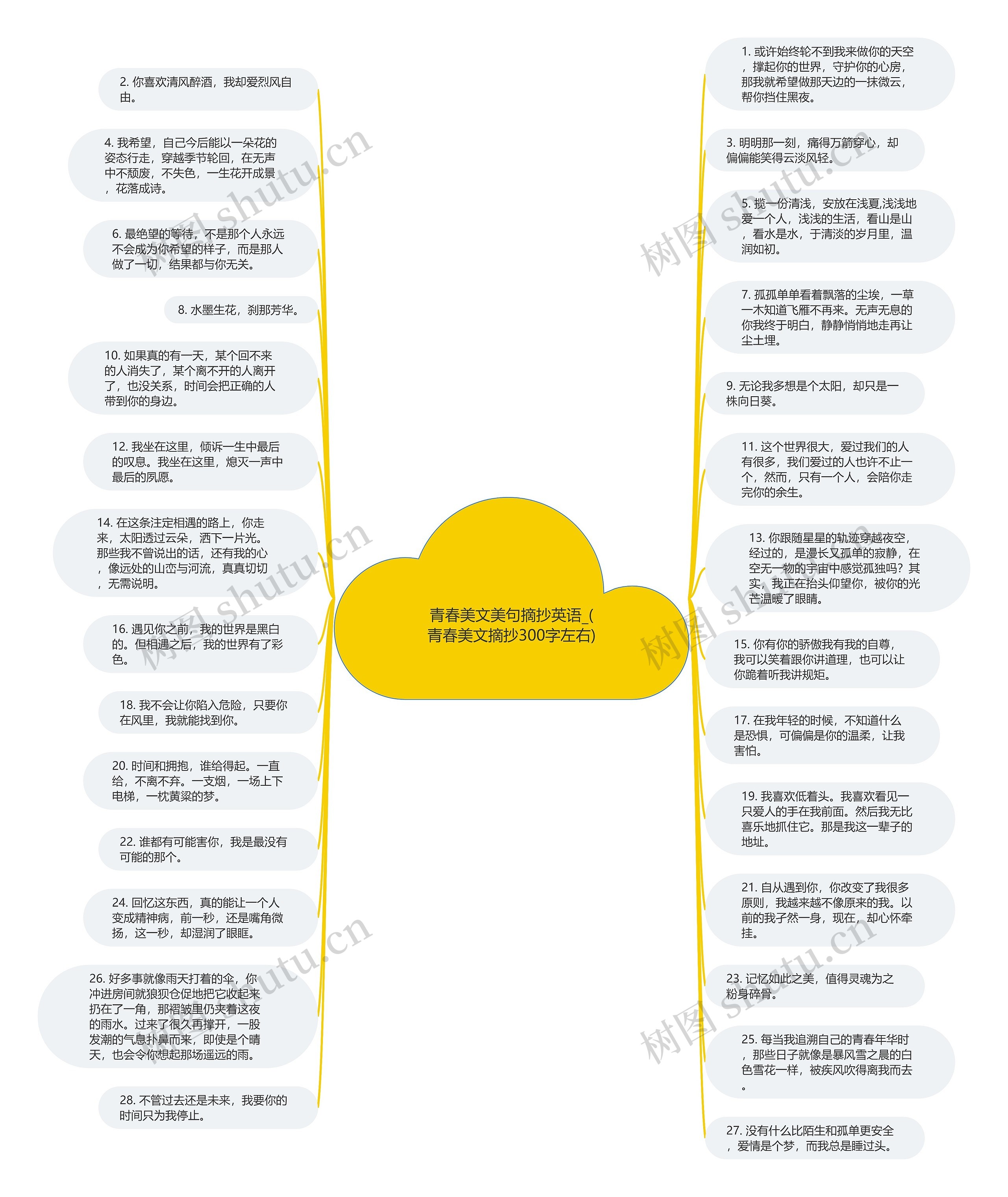 青春美文美句摘抄英语_(青春美文摘抄300字左右)思维导图