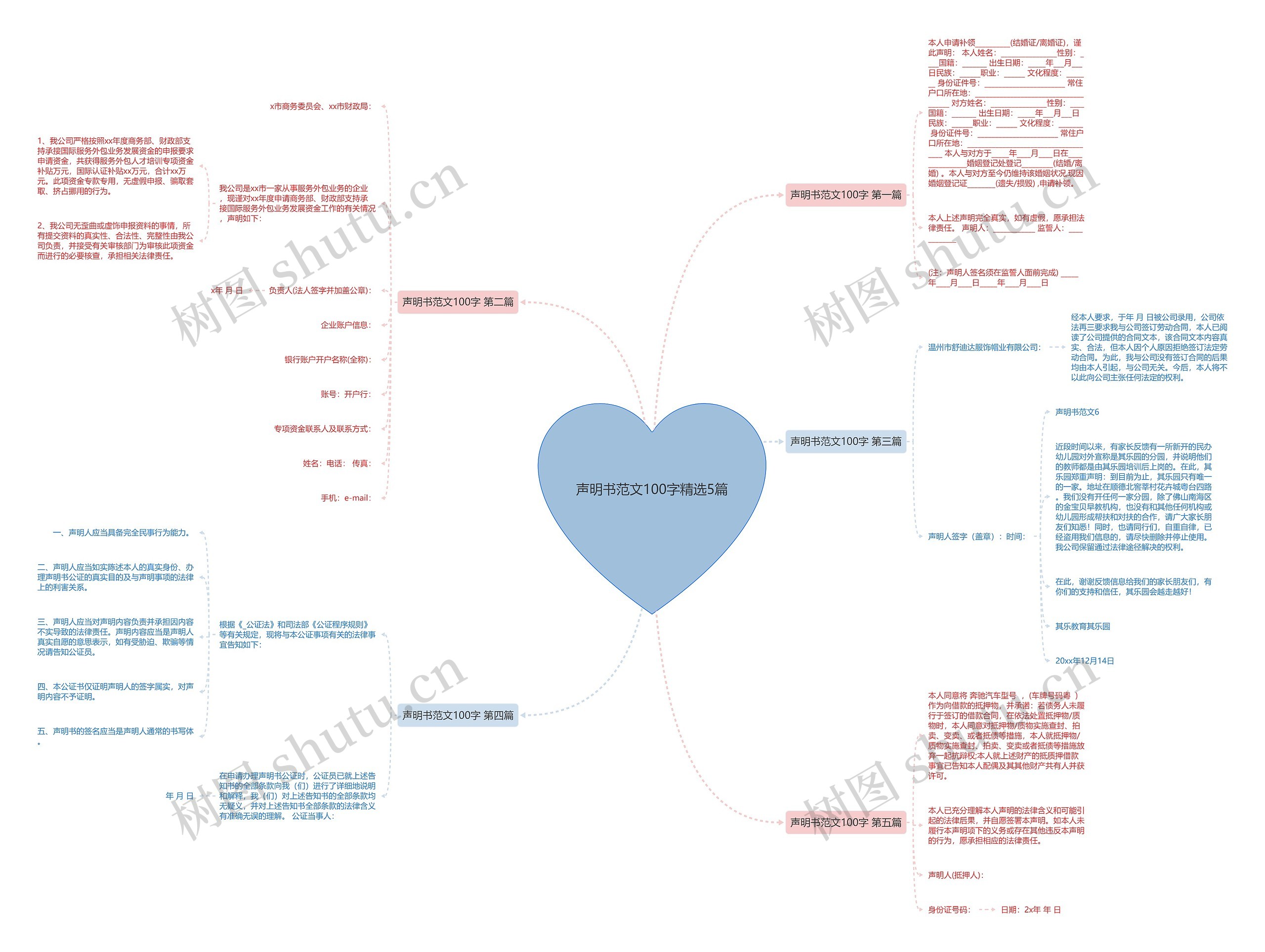 声明书范文100字精选5篇思维导图