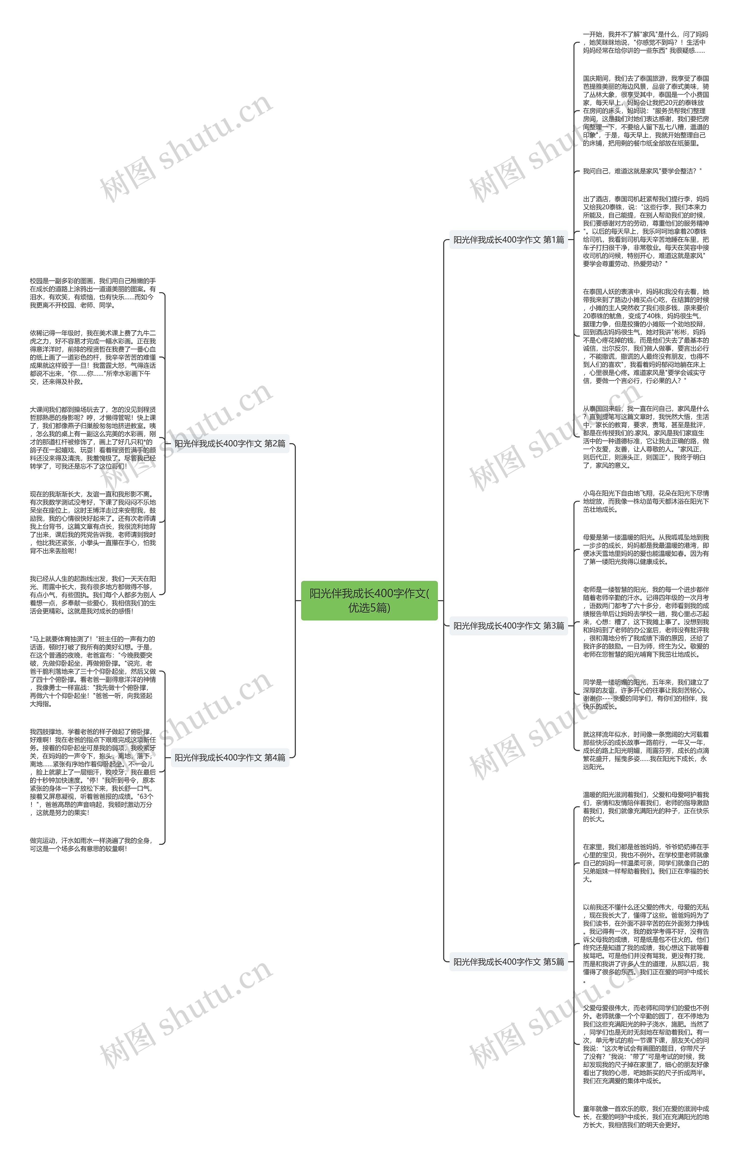 阳光伴我成长400字作文(优选5篇)思维导图