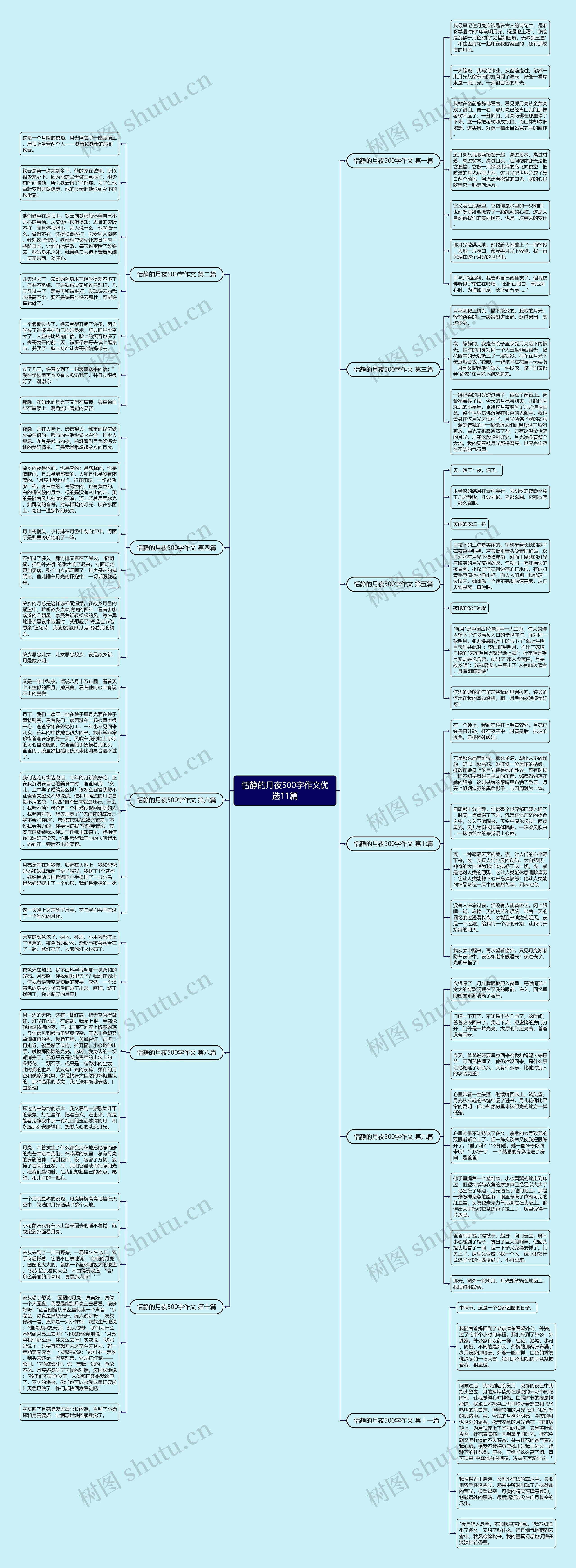 恬静的月夜500字作文优选11篇思维导图