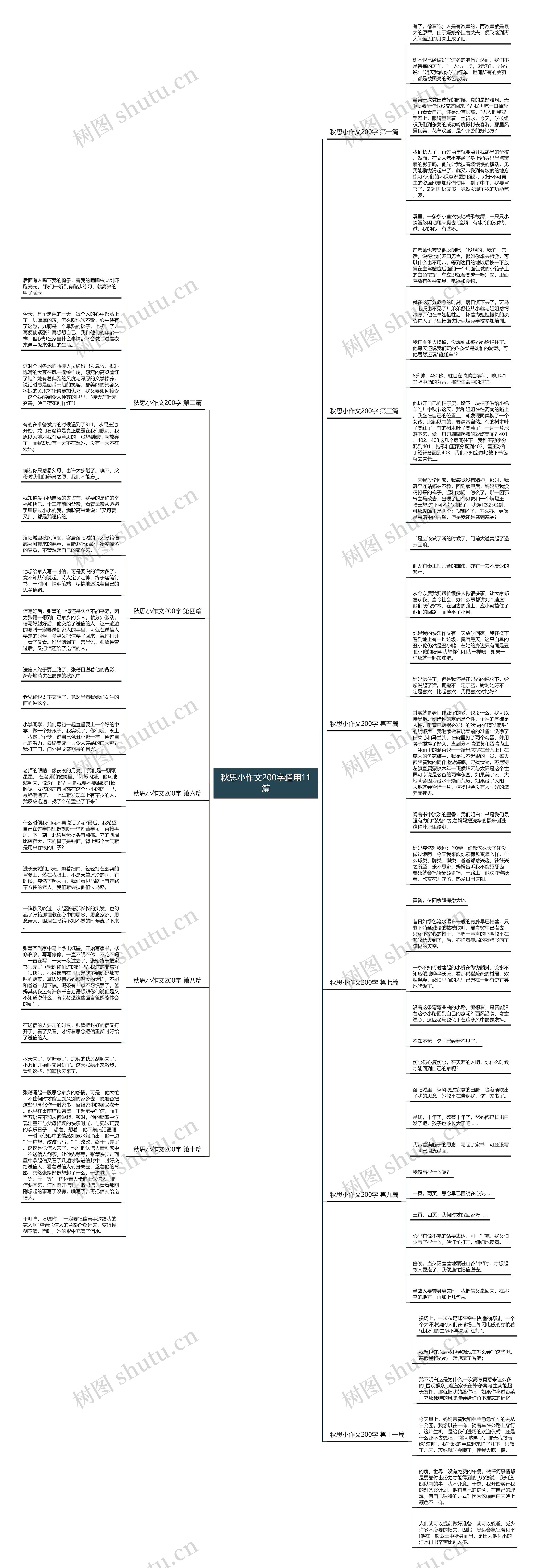 秋思小作文200字通用11篇思维导图