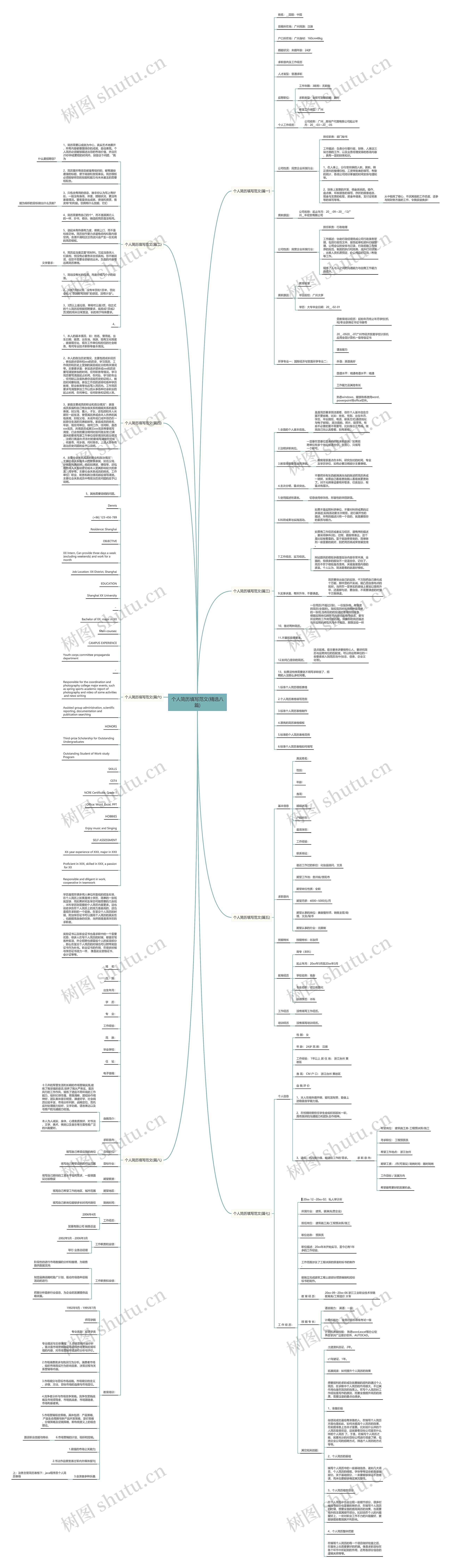 个人简历填写范文(精选八篇)思维导图