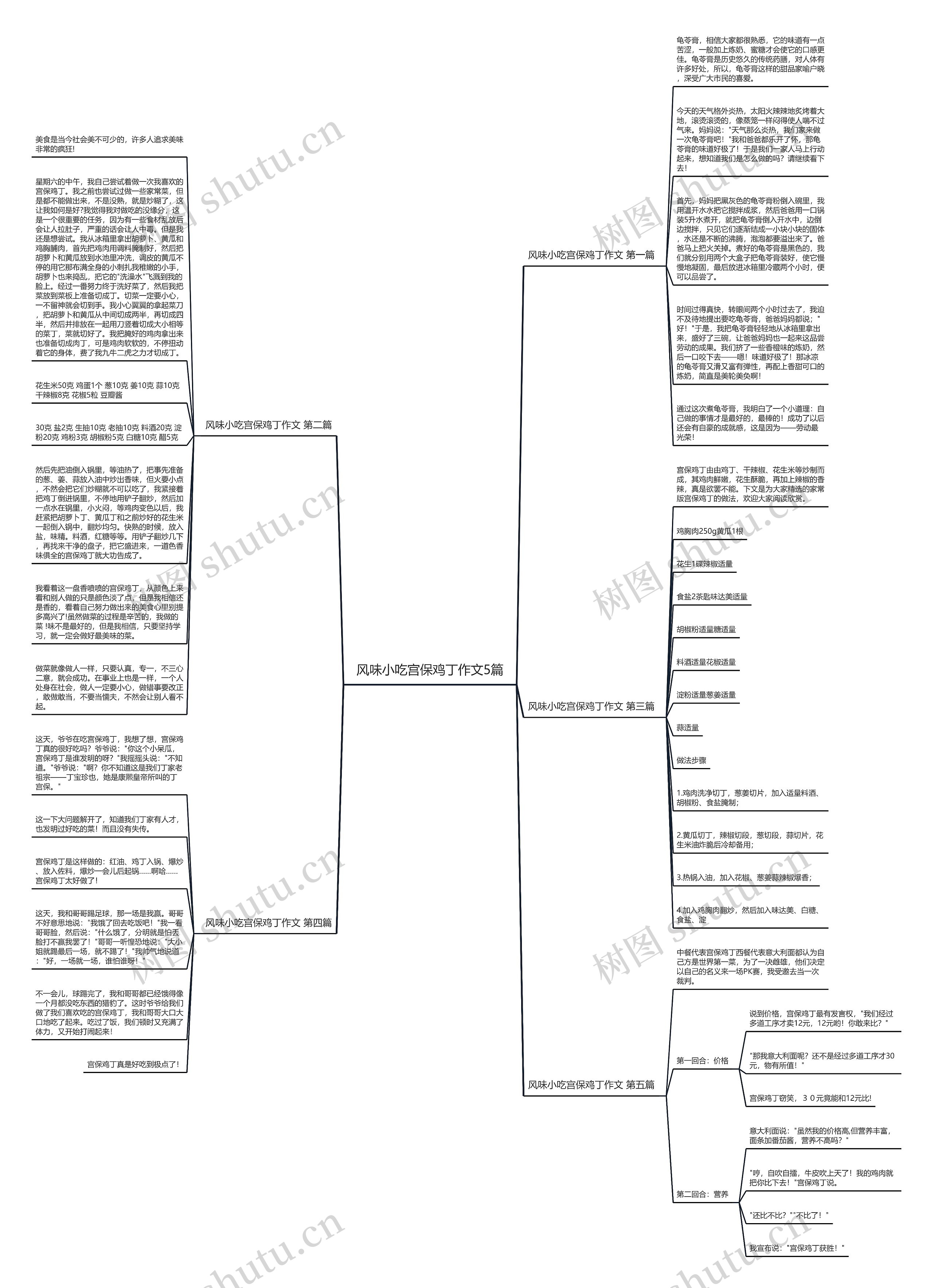 风味小吃宫保鸡丁作文5篇思维导图