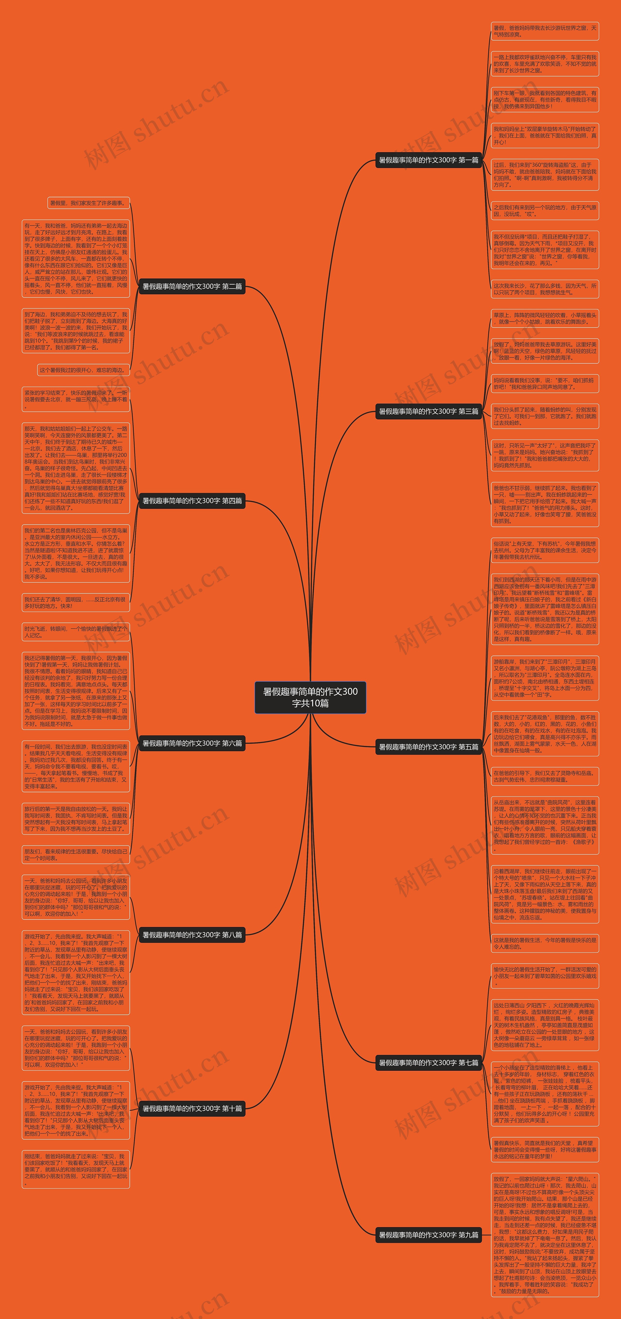暑假趣事简单的作文300字共10篇思维导图
