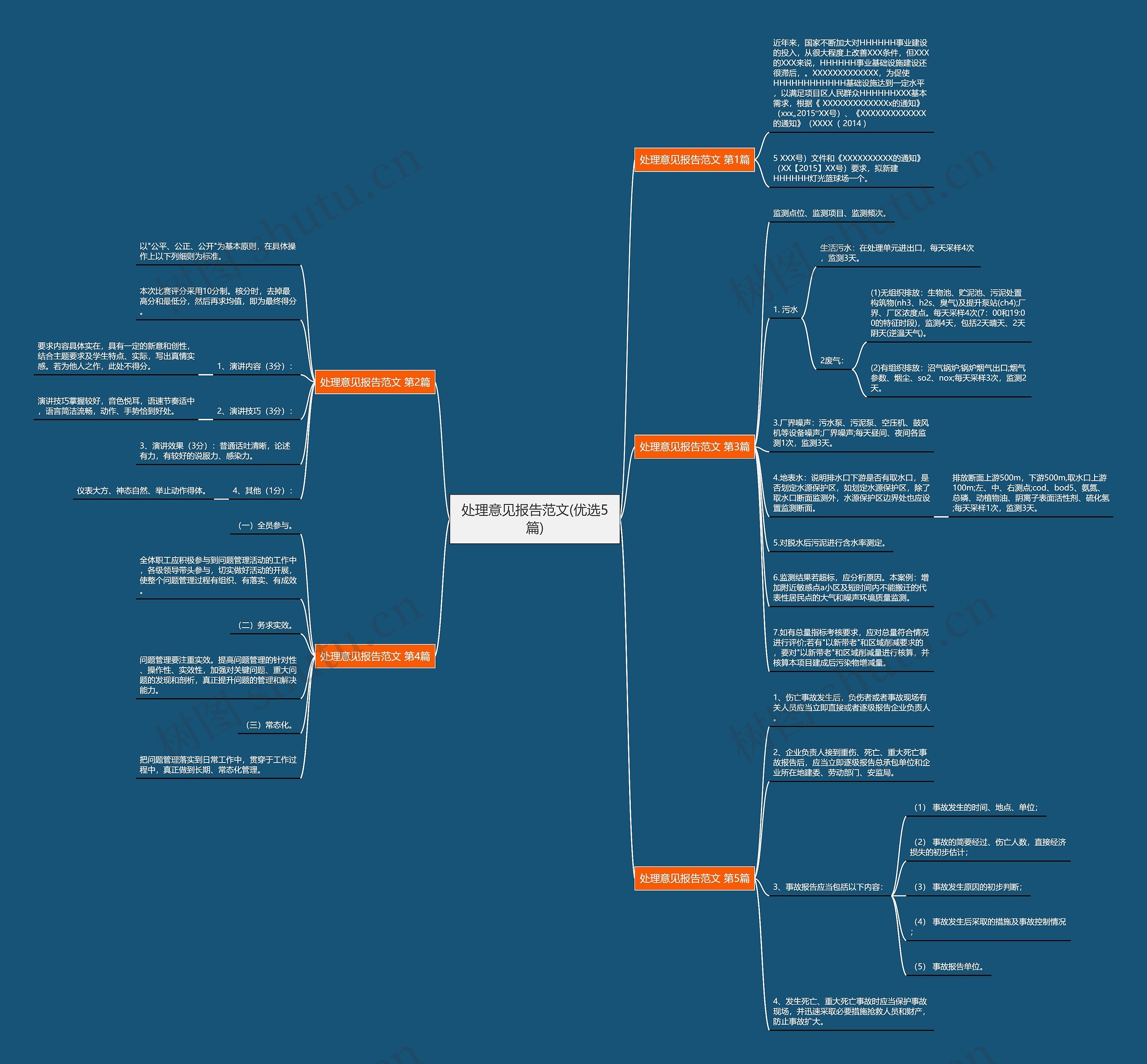 处理意见报告范文(优选5篇)思维导图