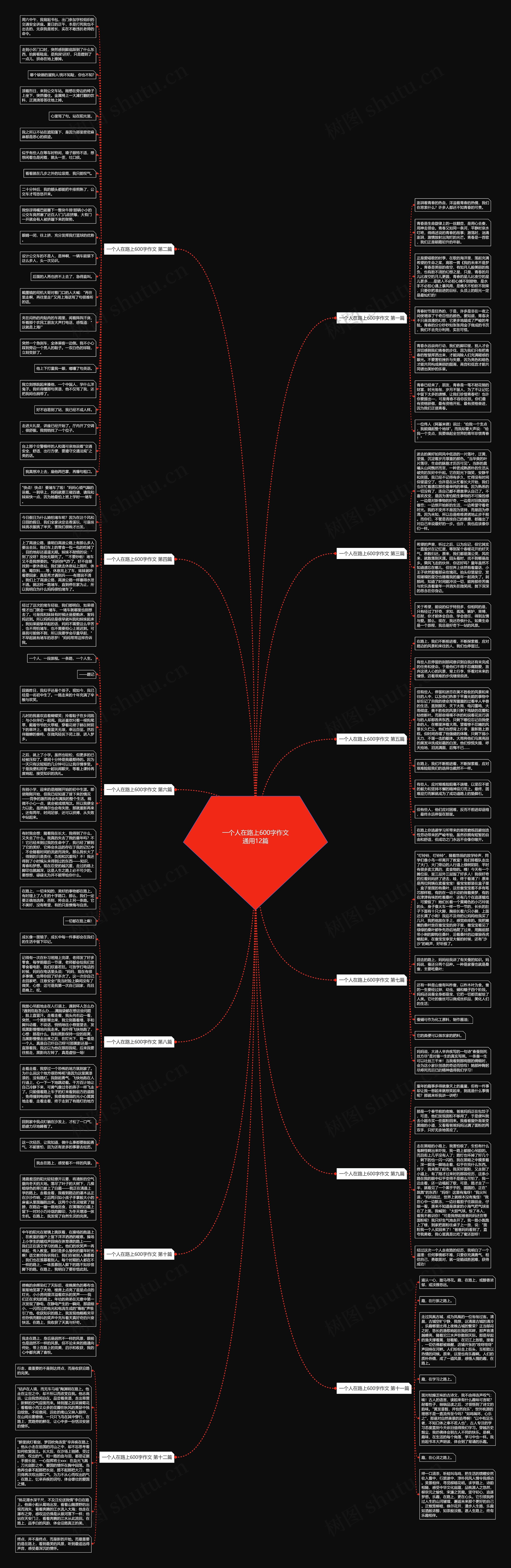 一个人在路上600字作文通用12篇思维导图