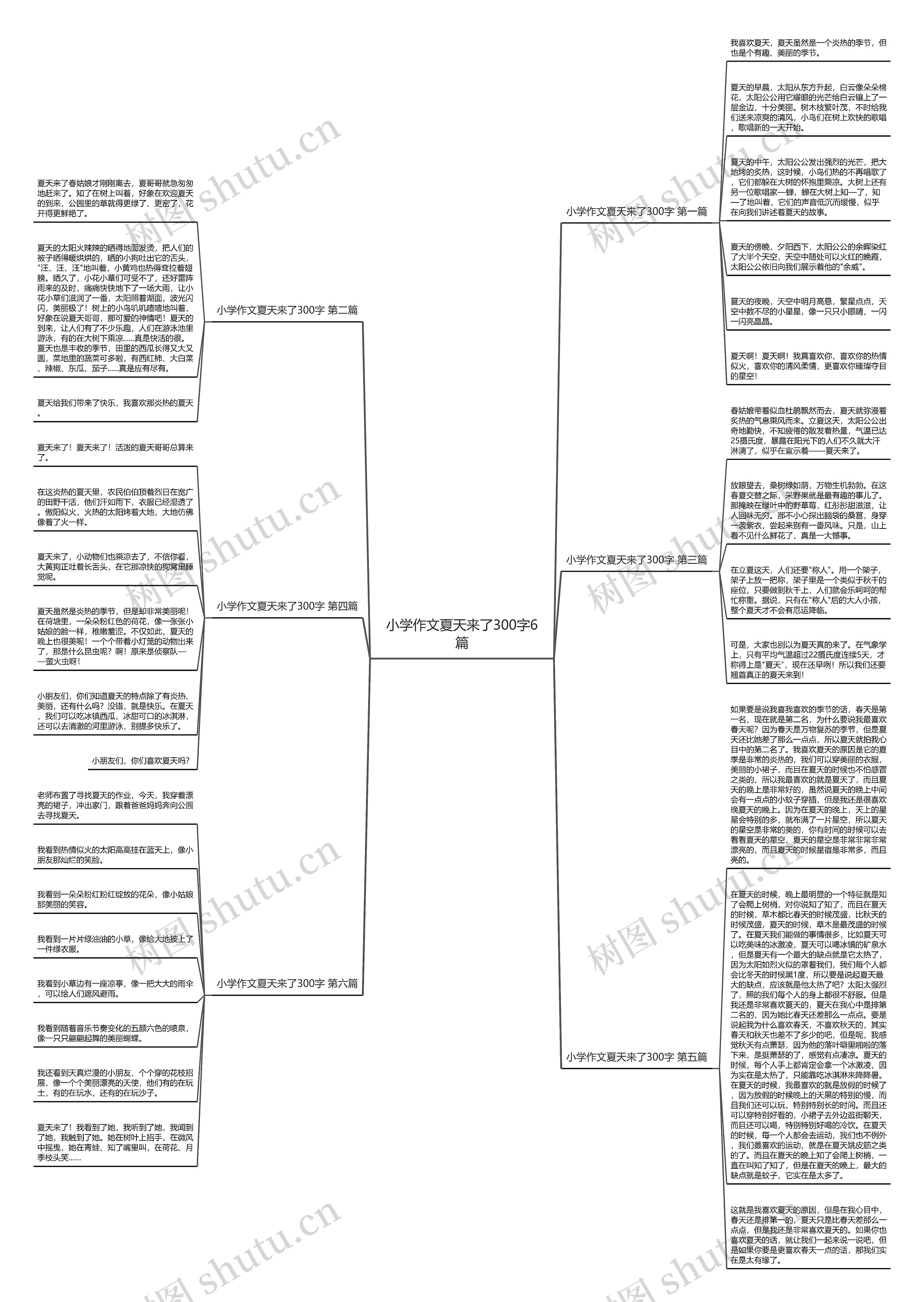 小学作文夏天来了300字6篇思维导图