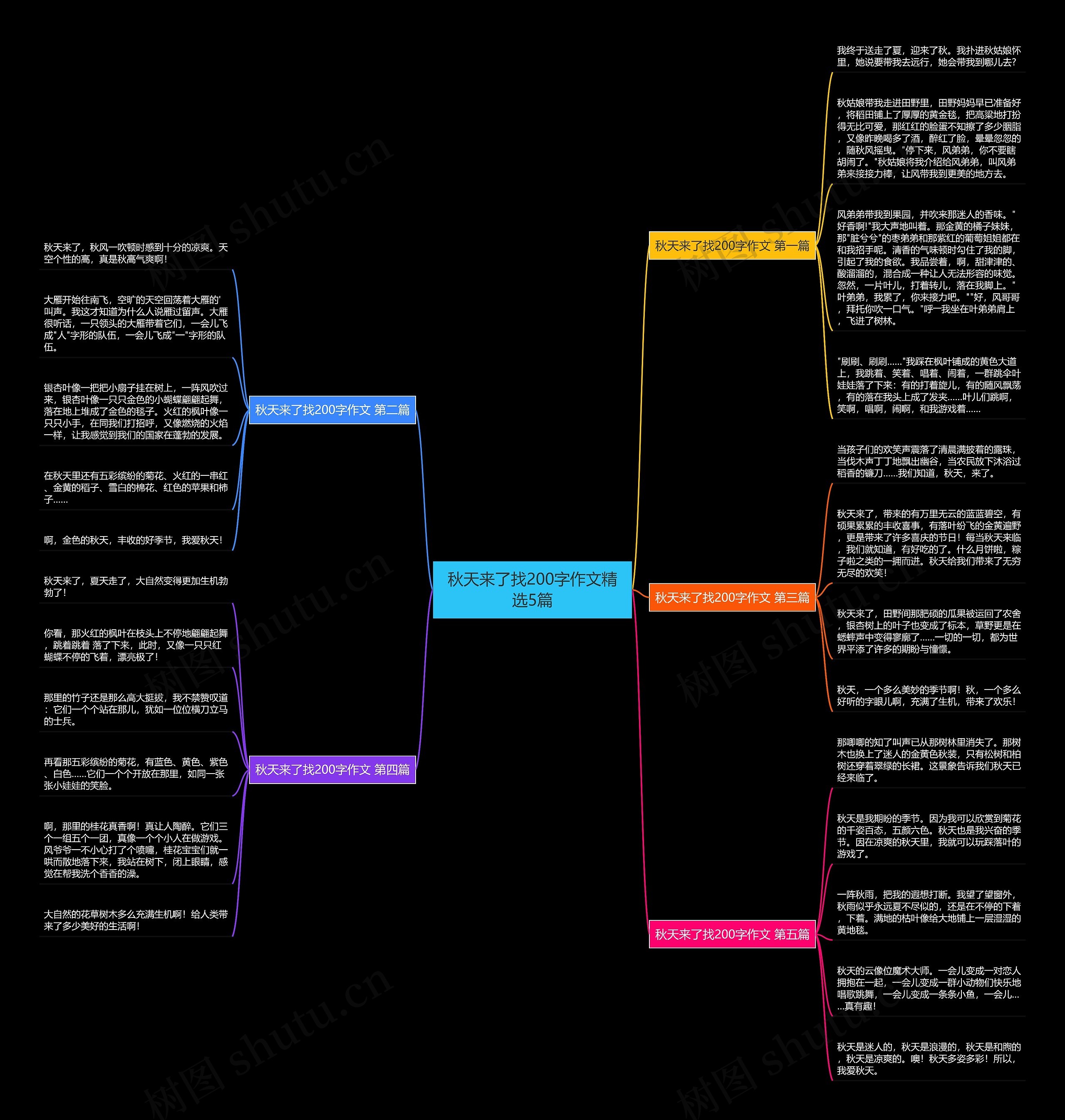 秋天来了找200字作文精选5篇思维导图