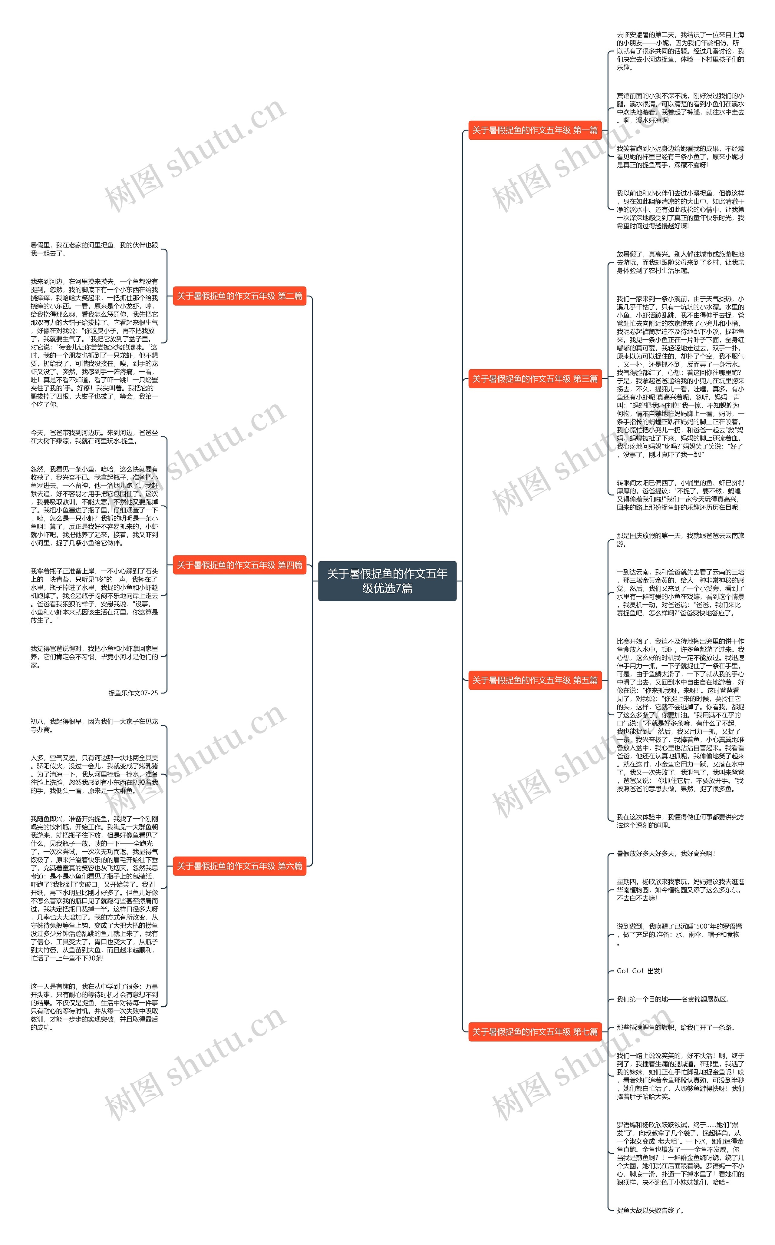 关于暑假捉鱼的作文五年级优选7篇思维导图