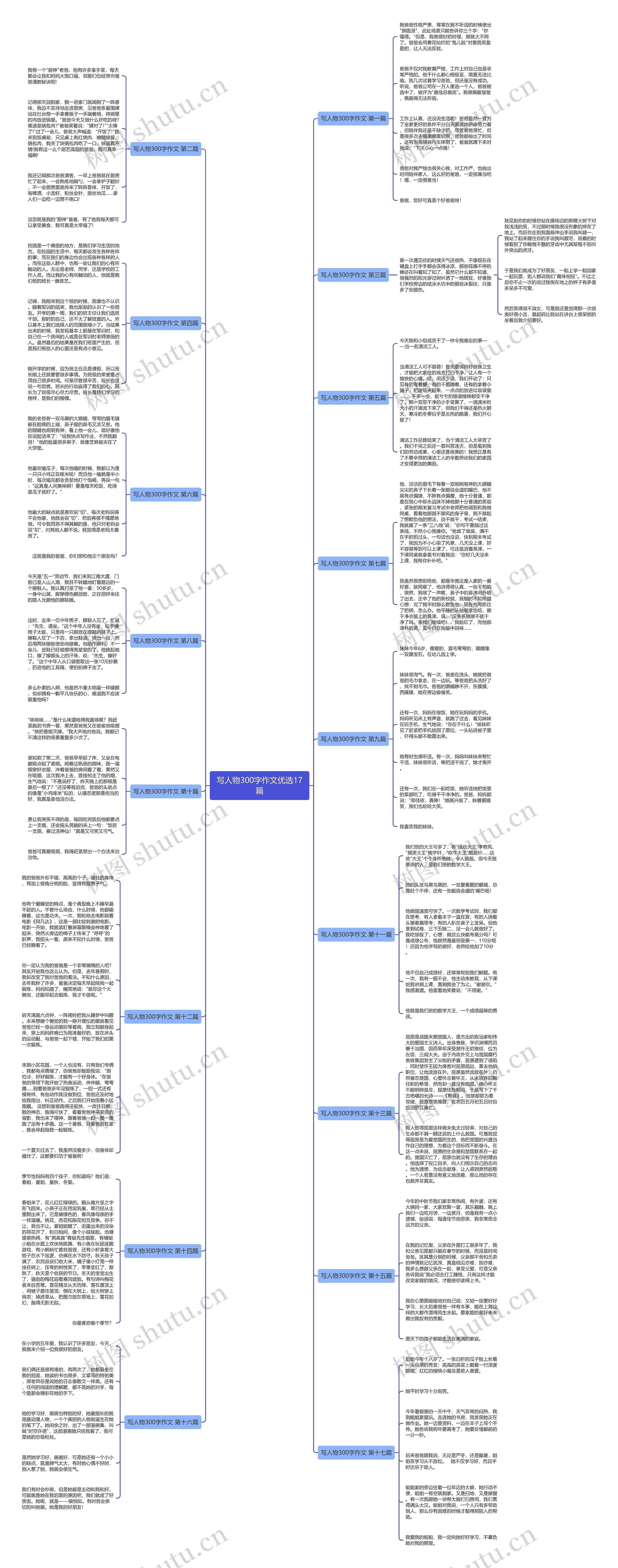 写人物300字作文优选17篇思维导图