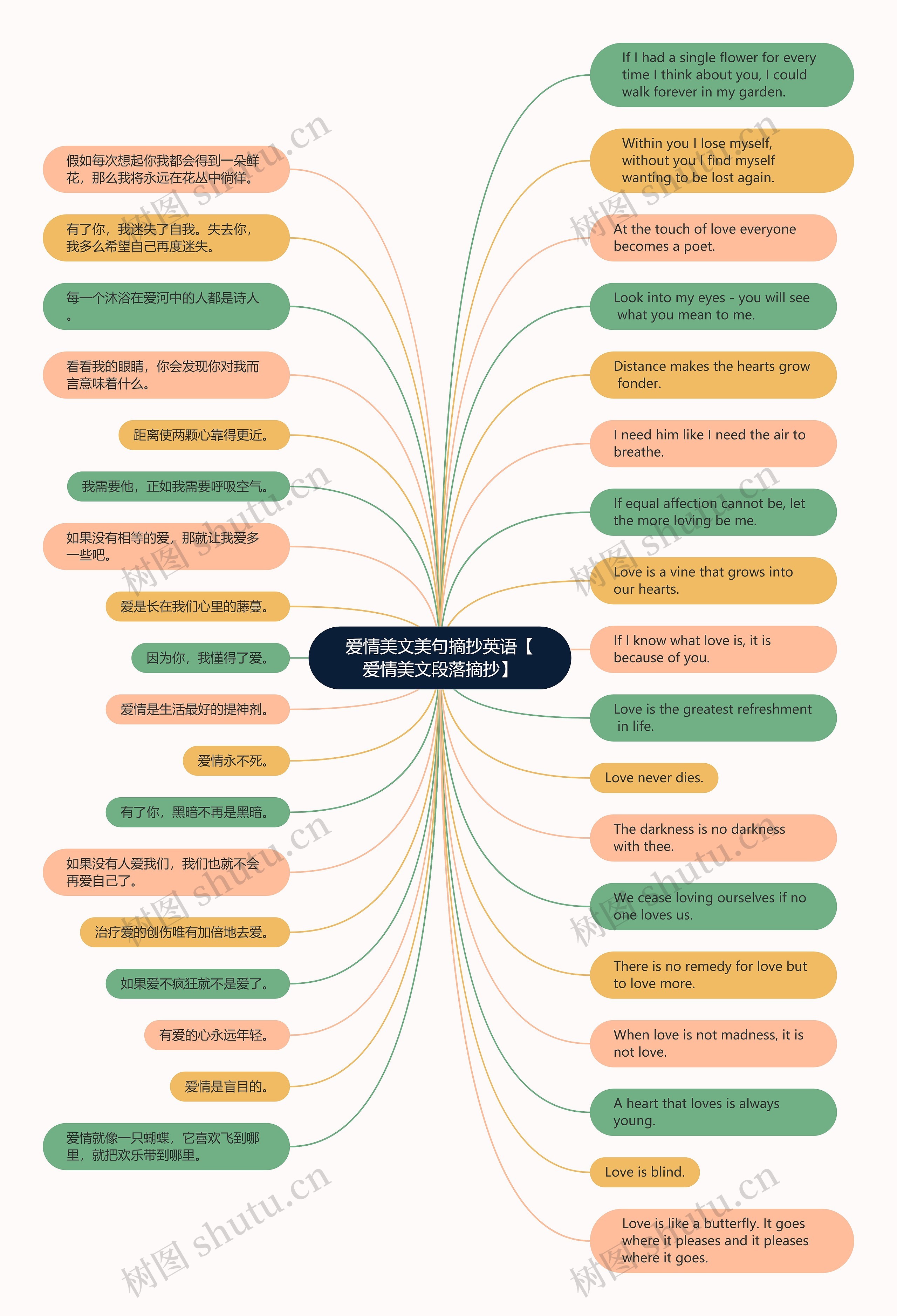 爱情美文美句摘抄英语【爱情美文段落摘抄】思维导图
